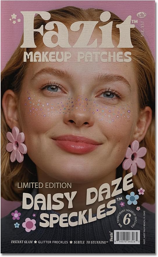 Fazit Makeup Patches - Daisy Speckles - Glow Up Make-Up Patches - Cute Glitter Makeup Accessories for Women - Cosmetic Glitter for Face