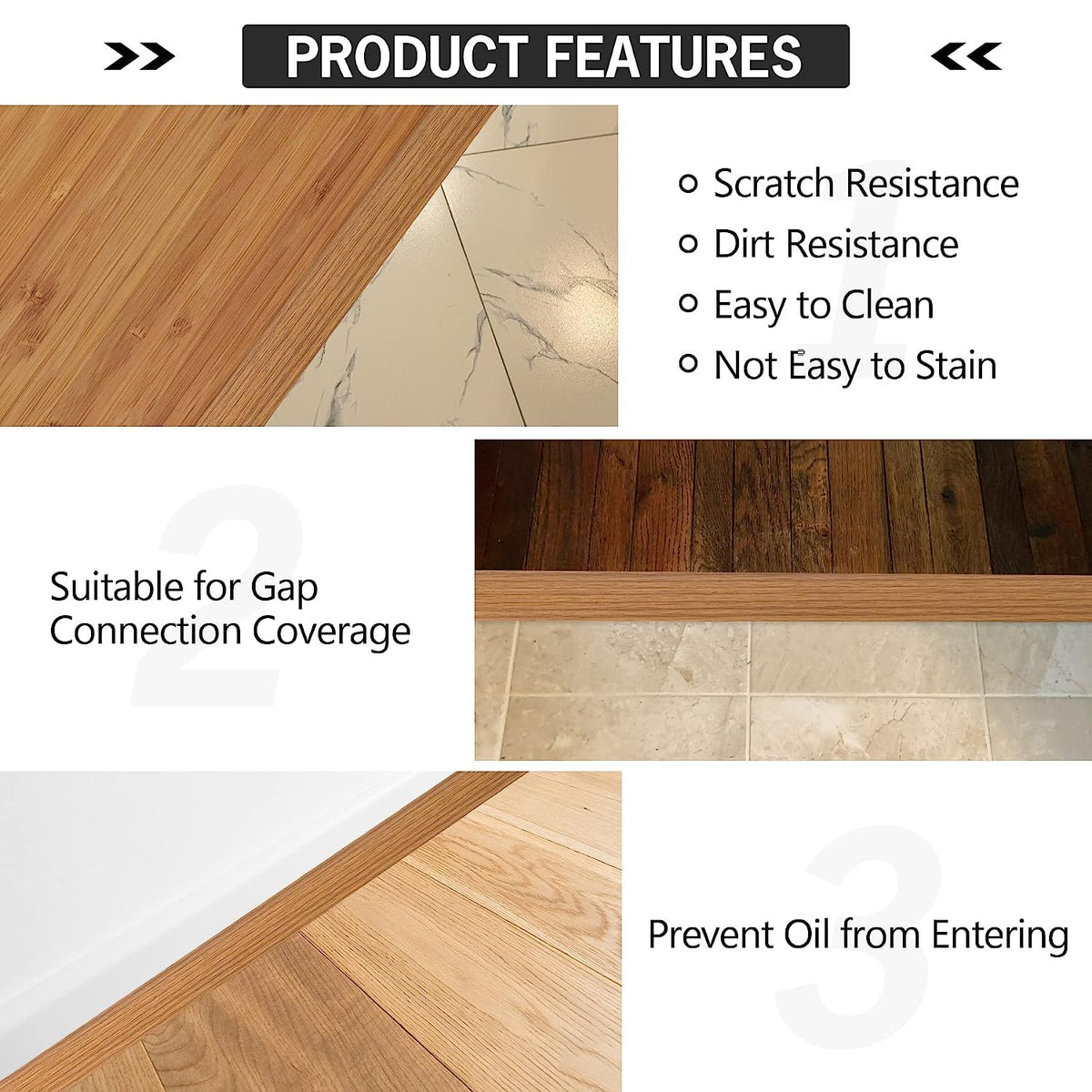 20Ft Floor Transition Strip Self Adhesive Vinyl Cover Floor Strip Flat Divider Transition Strip Wood Grain Design for Laminate Floor Gaps and Doorway Transitions