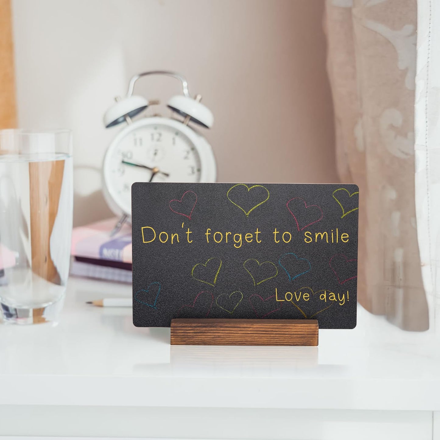 JEFURE 6Pcs Tabletop Chalkboard Sign, 7.8x5 Inch Double-Sided Message Boards, Blackboard with Base Stands for Coffee Shop, Restaurant, Home, Bar