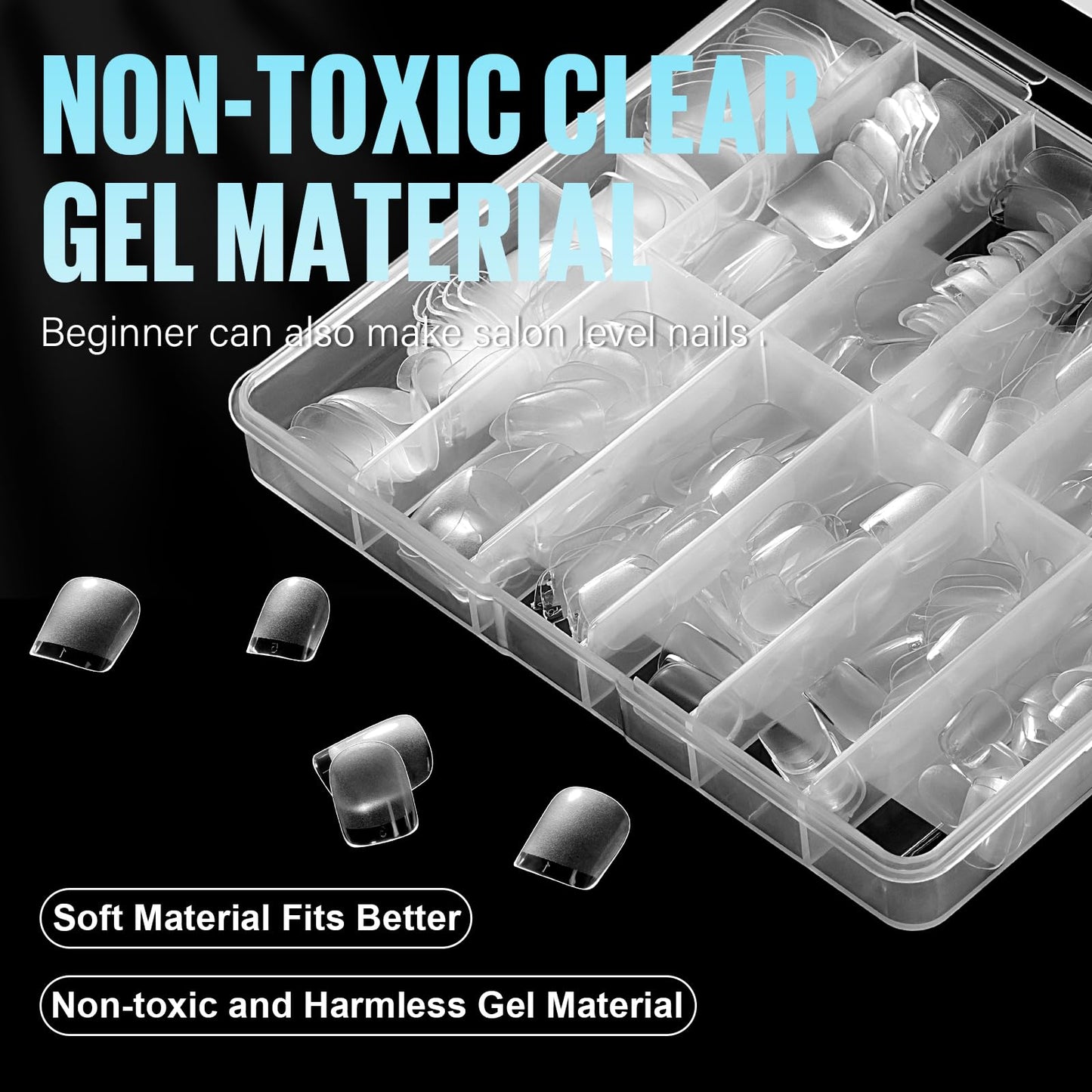 TOMICCA 360Pcs Extra Short Square Nail Tips, Half Matte Acrylic Gel Nail Tips, Full Cover Pre Shaped 12 Sizes Fake Nails for Beginner and Professional DIY Nail Salon