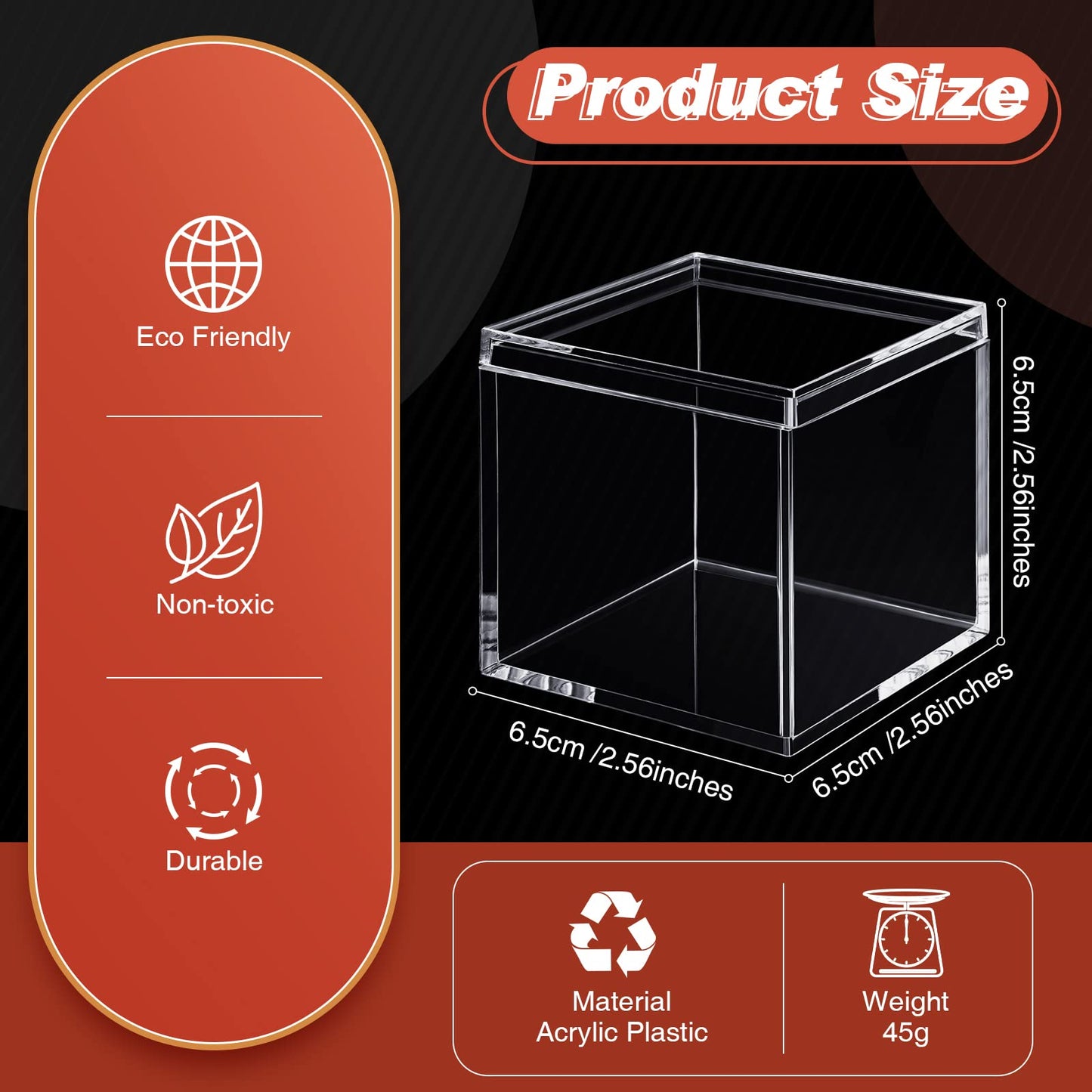 CHENGU 18 Pack Acrylic Boxes Clear Cube Small Square Storage Box with Lid Acrylic Display Small Container Clear Candy Cubes for Candy Jewelry Display(2.6 x 2.6 x 2.6 Inch)