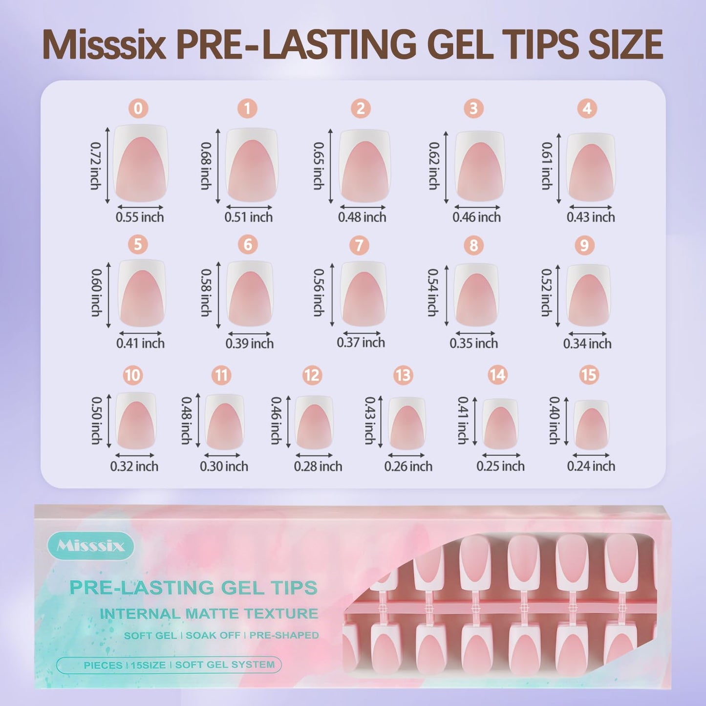 Misssix Deep French Tip Press On Nails, 160Pcs French Gel Nail Tips Short Square, Pink White Soft Gel Fake Nails, X-BASIC Tips Starter Kit for Nail Art DIY 16 Sizes