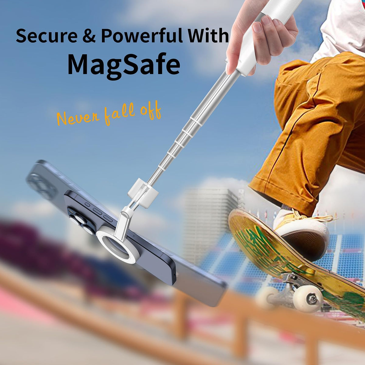 SEAJIC Magnetic Selfie Stick Tripod with Remote,54" Phone Tripod Compatible with MagSafe,Fit for iPhone 12/13/14/15 Series,Magsafe Case and Other Phones with Metal Ring