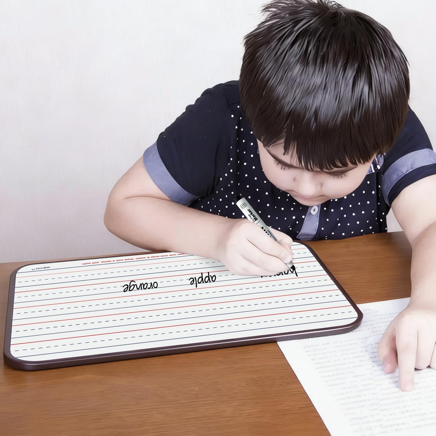 6 Pack Small White Boards, 9"x12" Double Sided Magnetic Dry Erase Boards Personal Handheld Whiteboards with Lines for Kids, Students, Teacher School, Include 6 Markers, 6 Erasers, 6X52 Pcs Letters