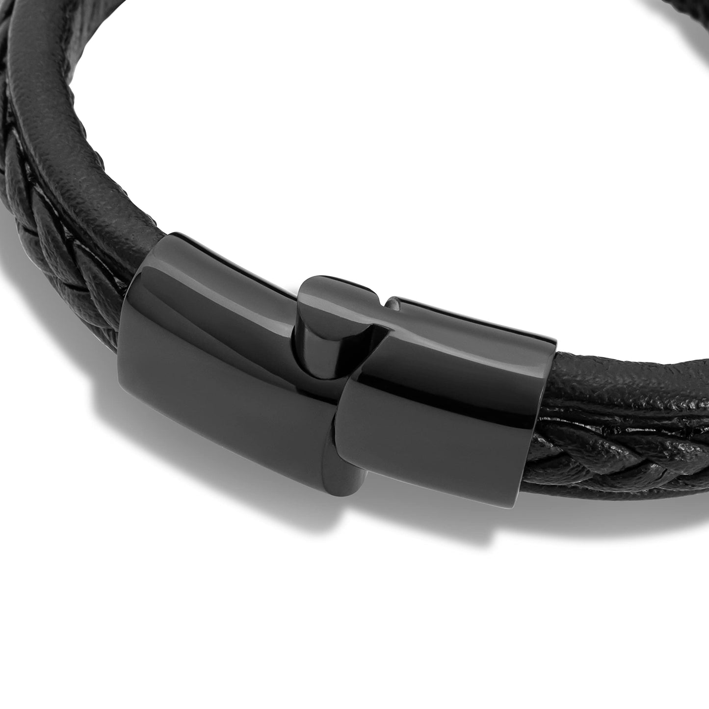 SERASAR Mens Leather Bracelet 20cm Black Men Gift Box Genuine Braided Adjust Able Magnetic Clasp Multi Layer Wrap Rope Man Mans Bracelets Jewelry Magnet Accessories
