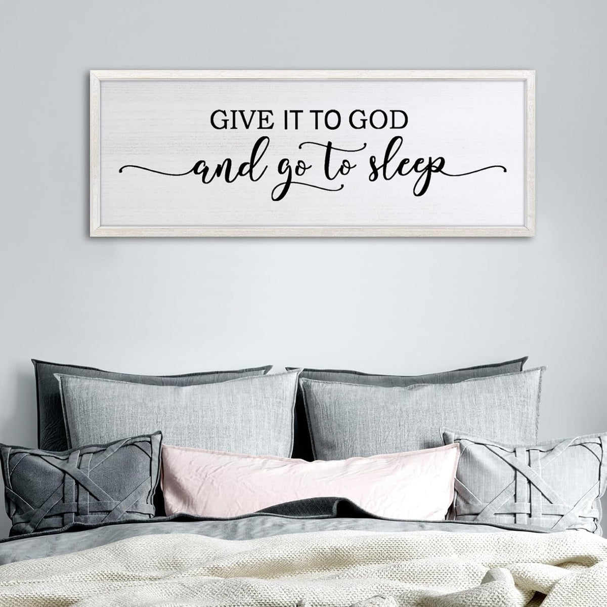 Sweet Dreams Above Bed Wall Decor Art 24"X10" Master Bedroom Over Bed Wall Wood Framed Sign (White)