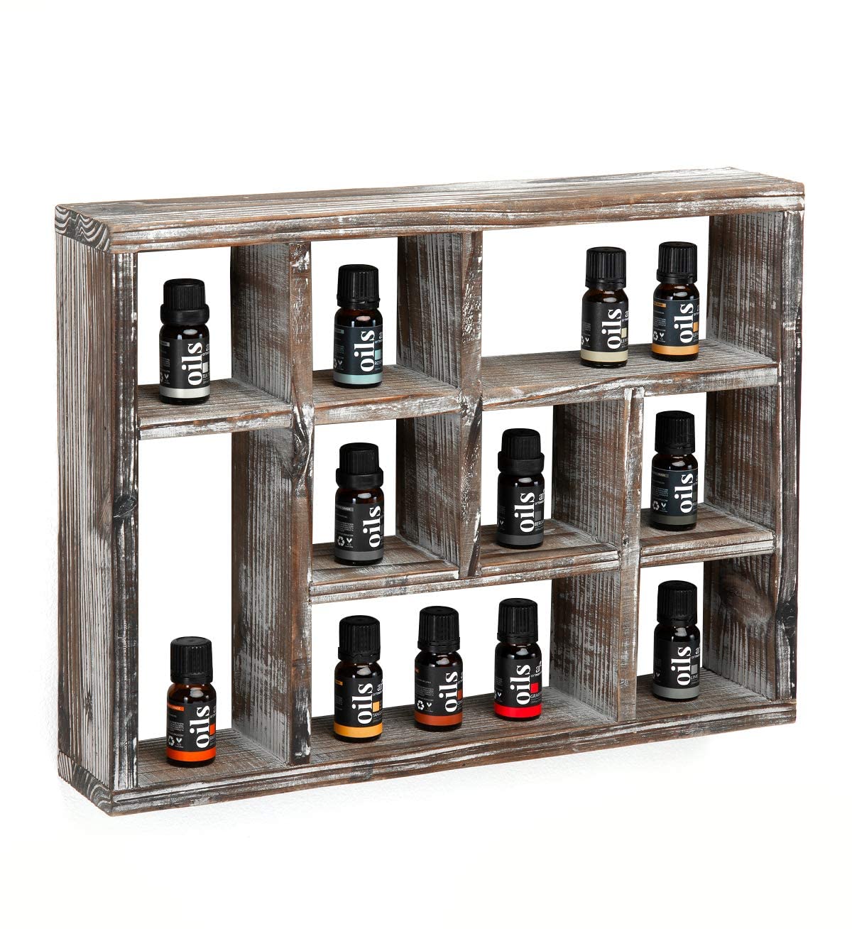 J JACKCUBE DESIGN Rustic Multi-Slot Shelf Cube Display 9 Compartment Shadow Box Wall mountable Shelf for Collection Square Freestanding Case Farmhouse Décor - MK570A (Rustic Wood)