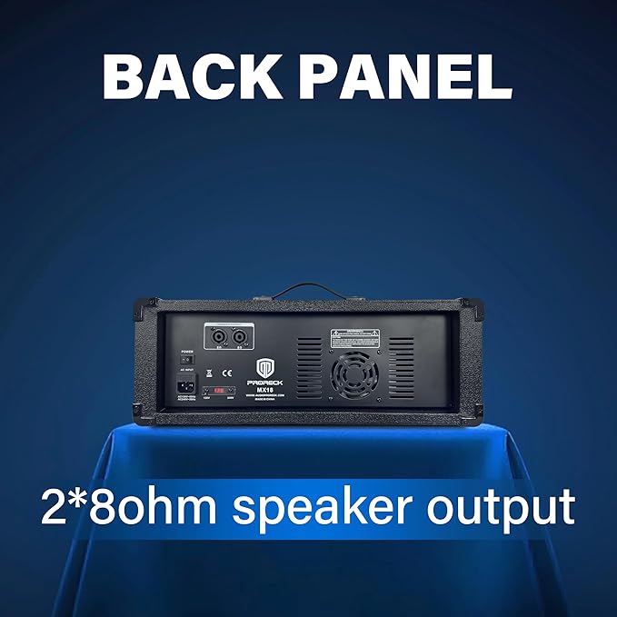 Proreck MX18 8-Channel 2400w Professional Audio Mixer with USB Interface, Bluetooth, Effect Controller, and 15V Phantom Power.Ideal for Studio Recording, Live Performances, DJs, Bands, Party, Wedding