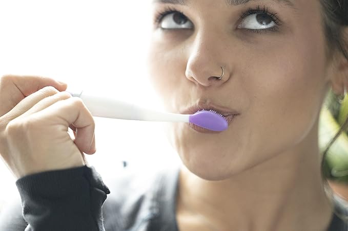 Lip Exfoliator w/AAA Battery (Lavender) - Silicone Lip Brush for Dry, Chapped, & Chafing Lips - Soft Bristle Lip Brush Exfoliating Tool for Smooth, Luscious Lips - Lip Products for Women & Men…