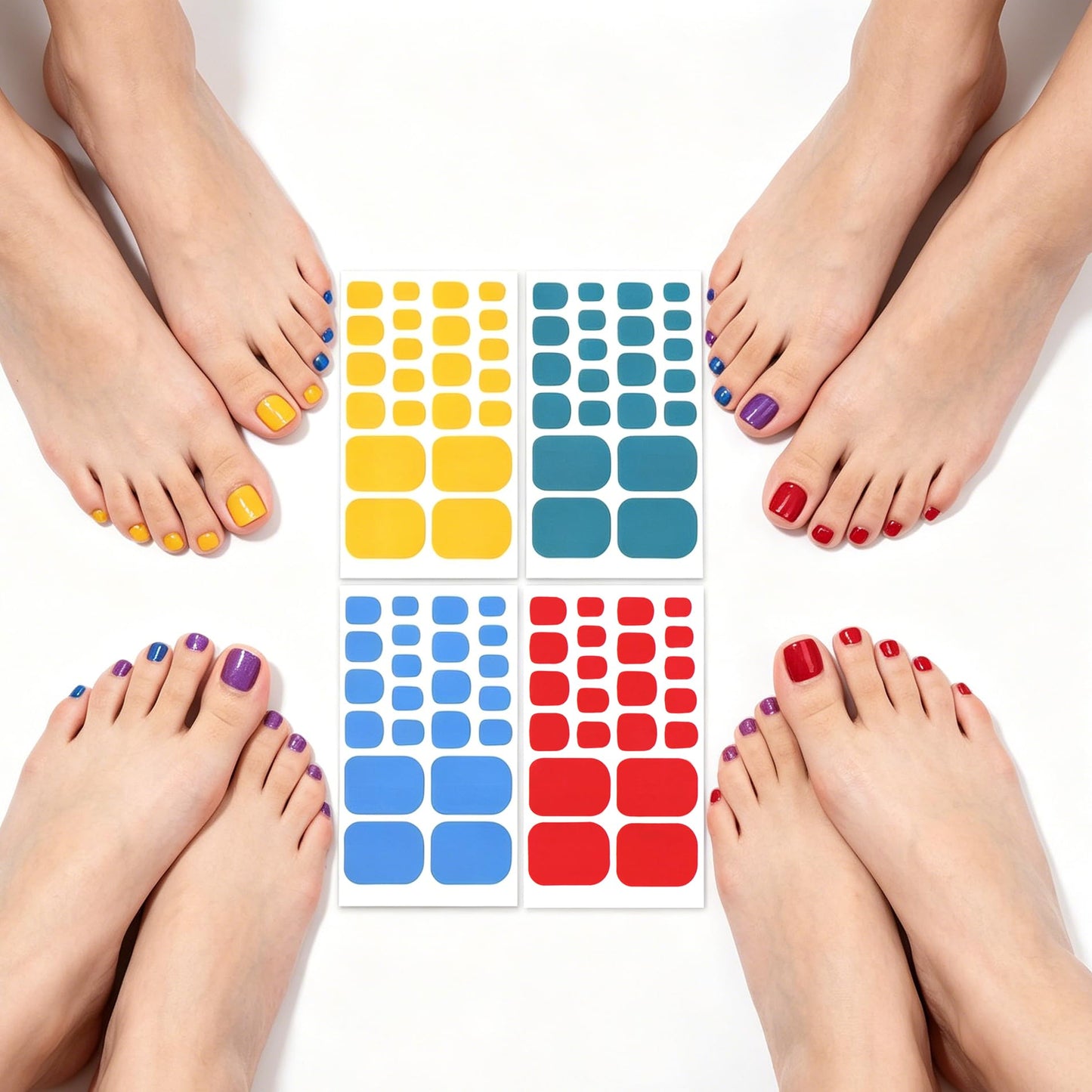 WOKOTO 20 Sheets Solid Color Toe Nail Strips, Self-Adhesive Full Wraps Gel Nail Polish Stickers for Women Girls, Nail Art Decals Manicure Kit with Nail File, DIY Home & Professional Use