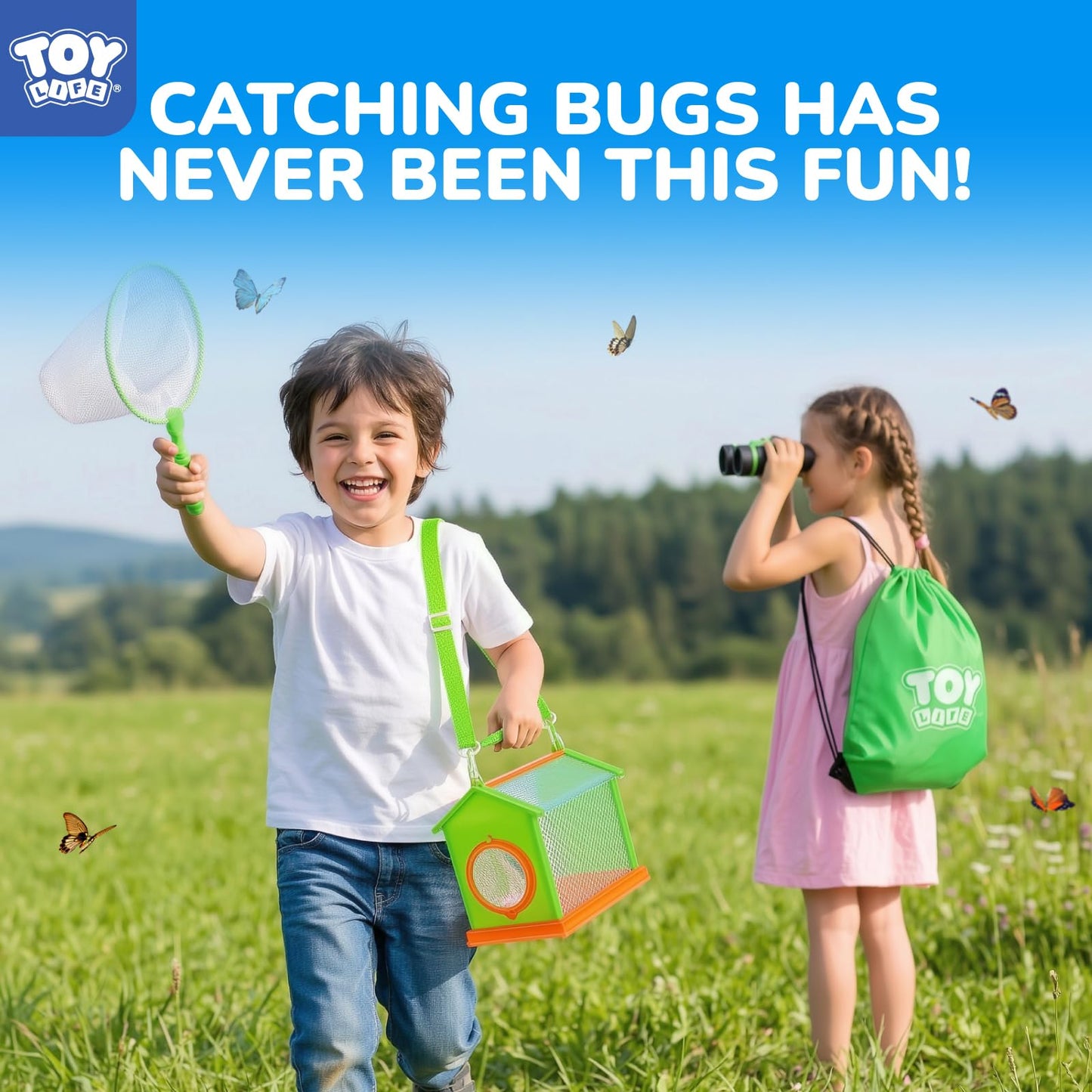 TOY Life Bug Catcher for Kids, Bug Catching Kit Kids Explorer Kit with Bug Net, Catching Tool, Tweezers, Magnifying Glass, Binoculars, Insect Catcher, Educational Outdoor Toys Kid Adventure Set