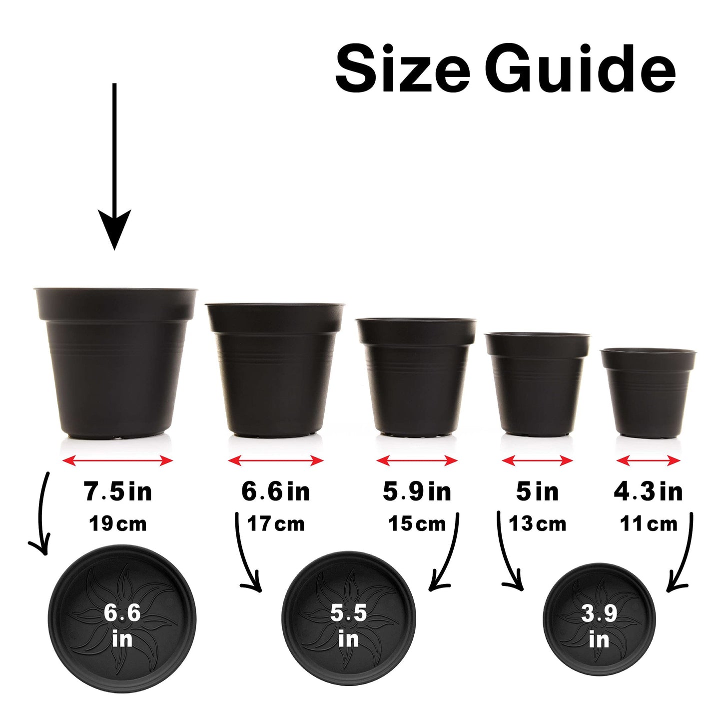 Mintra Garden Pots, 4 Pack Bulk Plastic Plant Pots with Drainage Tray, Round Indoor & Outdoor Decorative Planters with Drain Holes for Flowers, Herbs & Plants, 19cm Diameter – Teal, 7.5 in