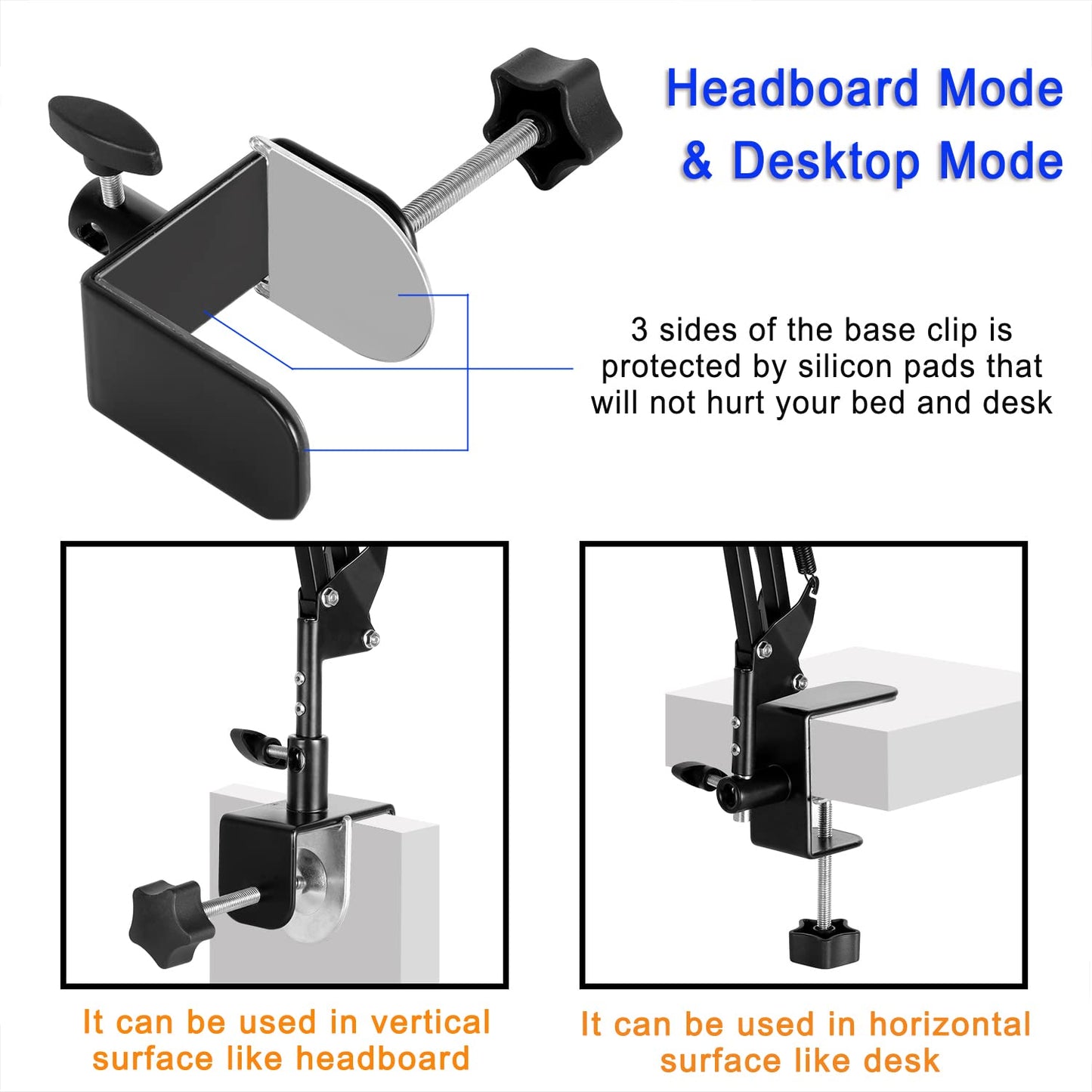 Awlbstruse Tablet Stand Phone Holder for Bed,iPad Holder for Desk, Headboard,Bedside,Table, Compatible with iPhone iPad Kindle or Other 4.5-13" Screen Device