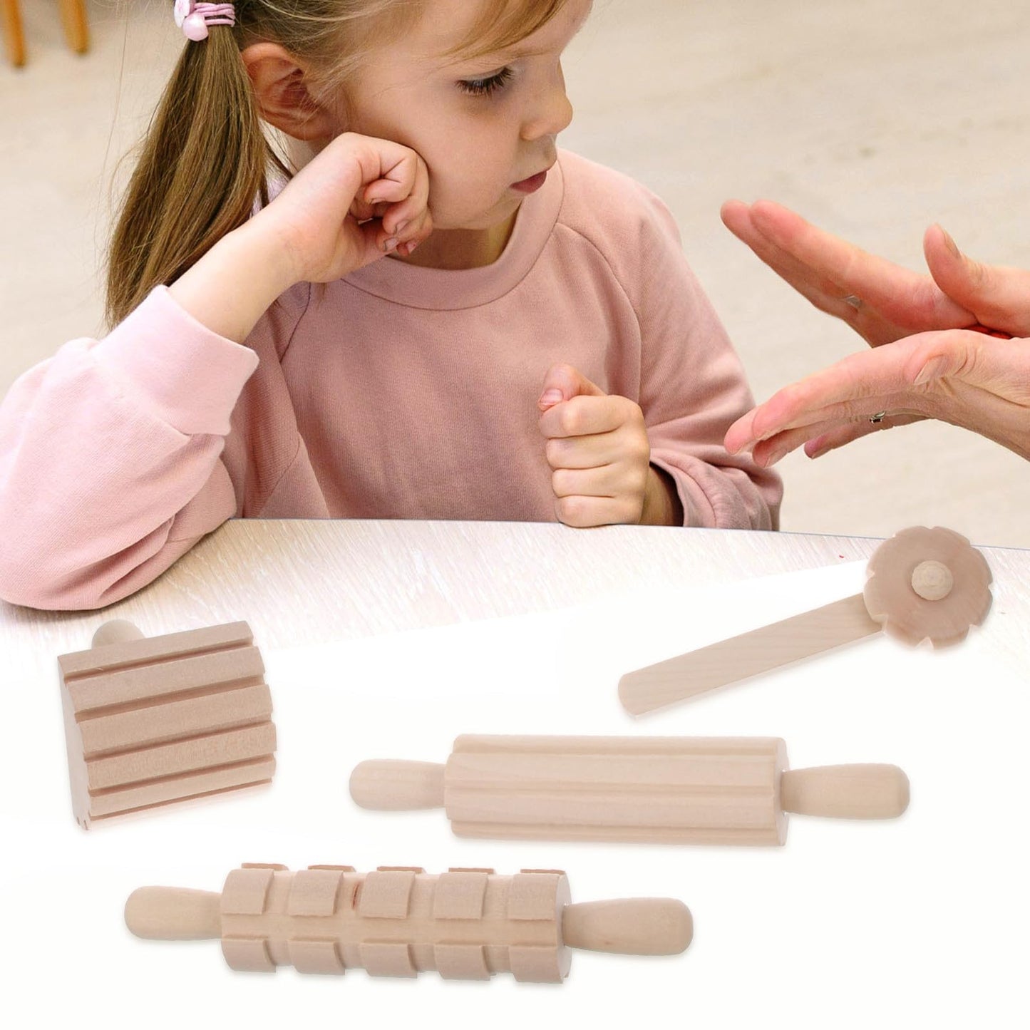 DOITOOL 1 Set Wooden Clay Molding Tools Plasticine Shaping Tool DIY Craft Kit for Children
