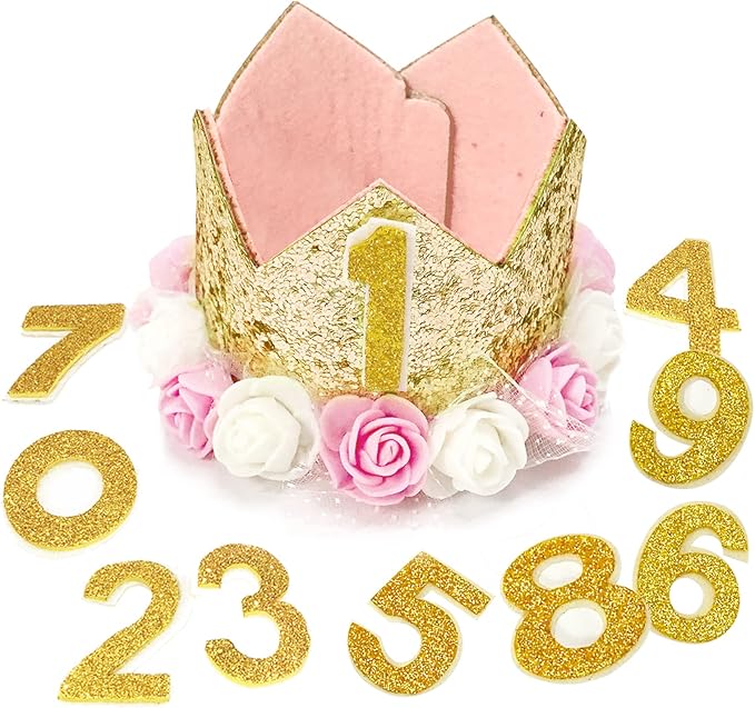 Rimobul Pet Birthday Party Crown with 0-9 Figures Charms (Blue)