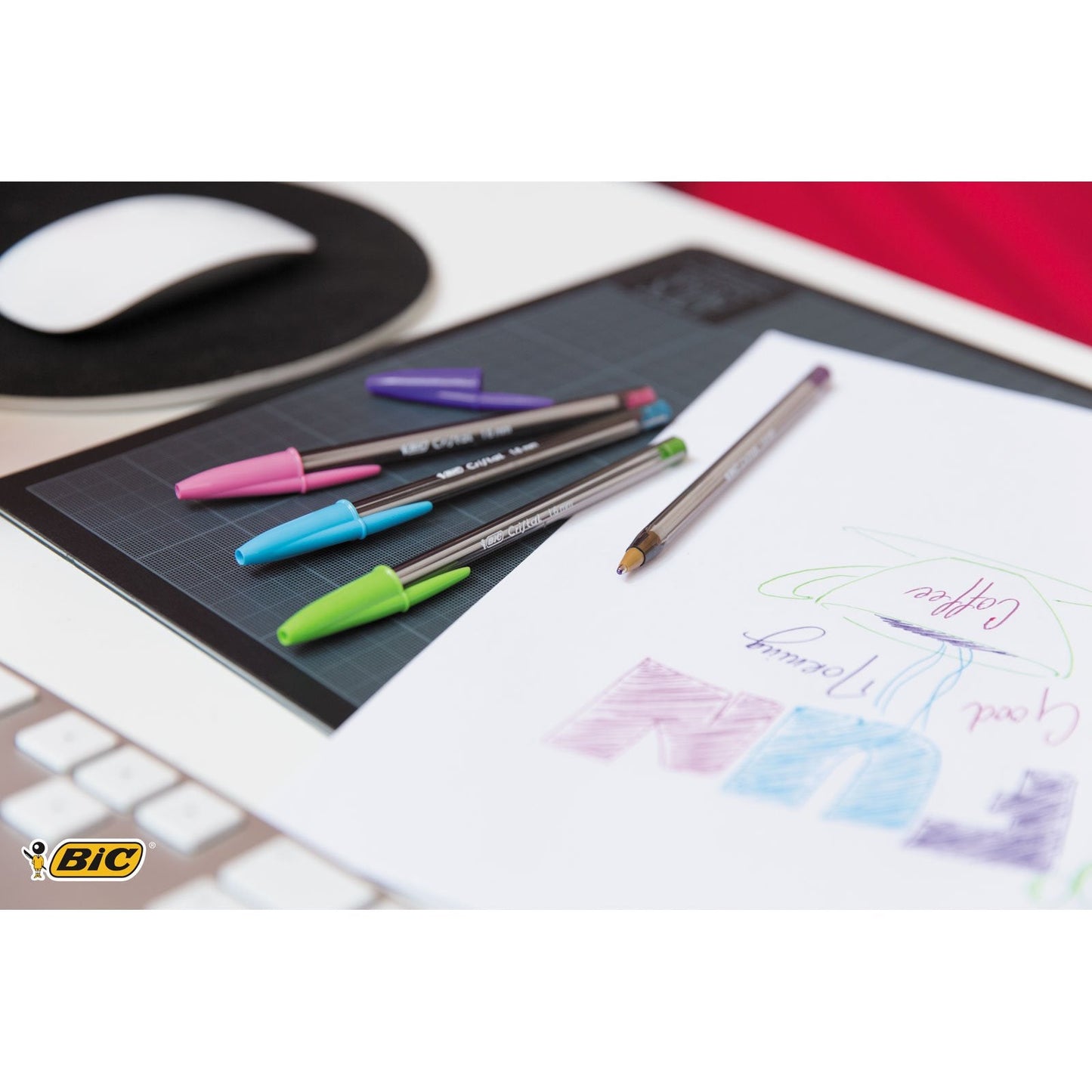 BIC Cristal Fun, Ballpoint Pens, Smudge-Proof Writing Pens and Wide Point (1.6 mm), Ideal for School, Purple Ink, Pack of 20