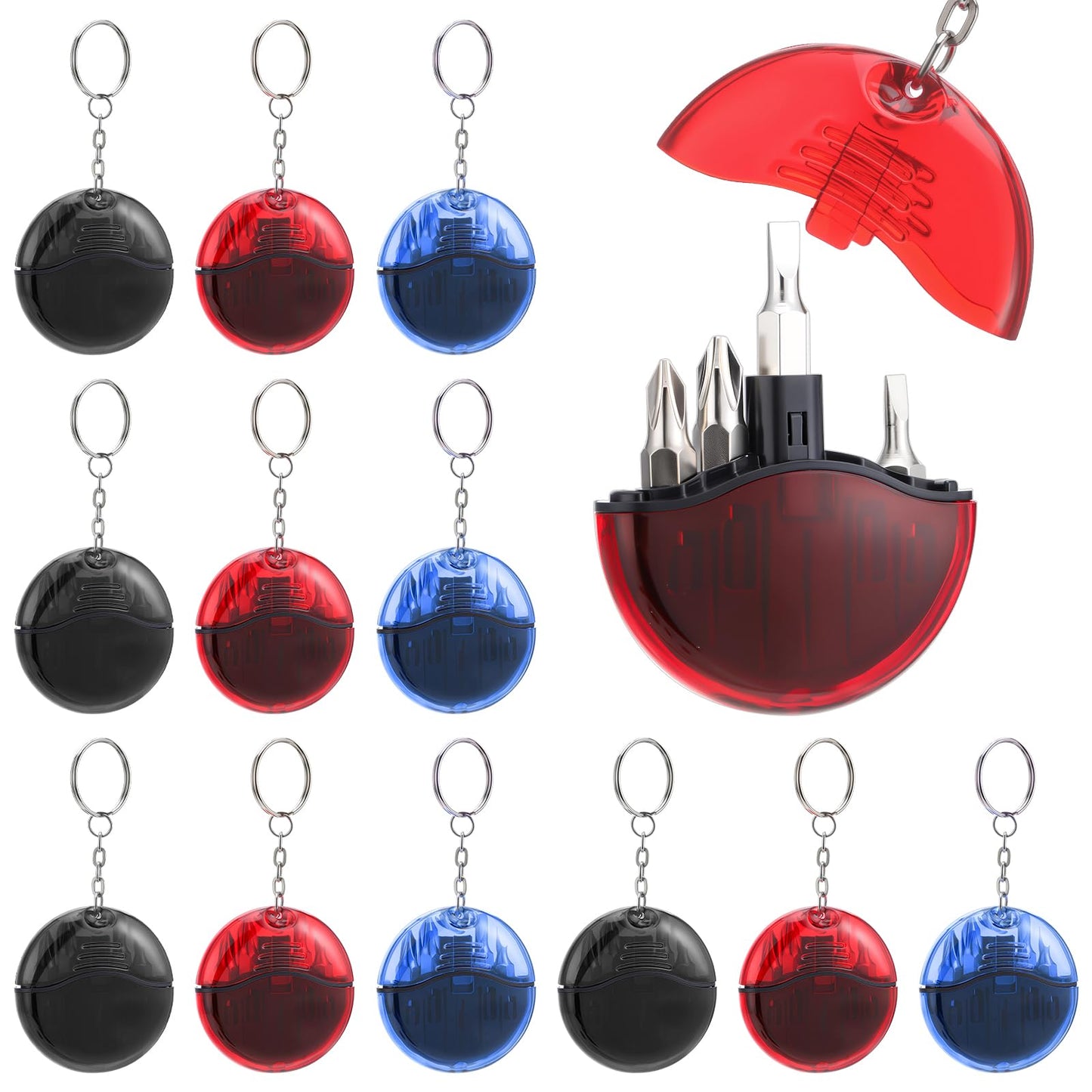 XunYee 24 Pcs 4 in 1 Mini Screwdriver Keychain Set Christmas Stocking Stuffers Bulk for Men Multitool Pocket Screwdriver Keychain Kit for Xmas Party Favor Father Birthday Gift Goodie Bag Filler