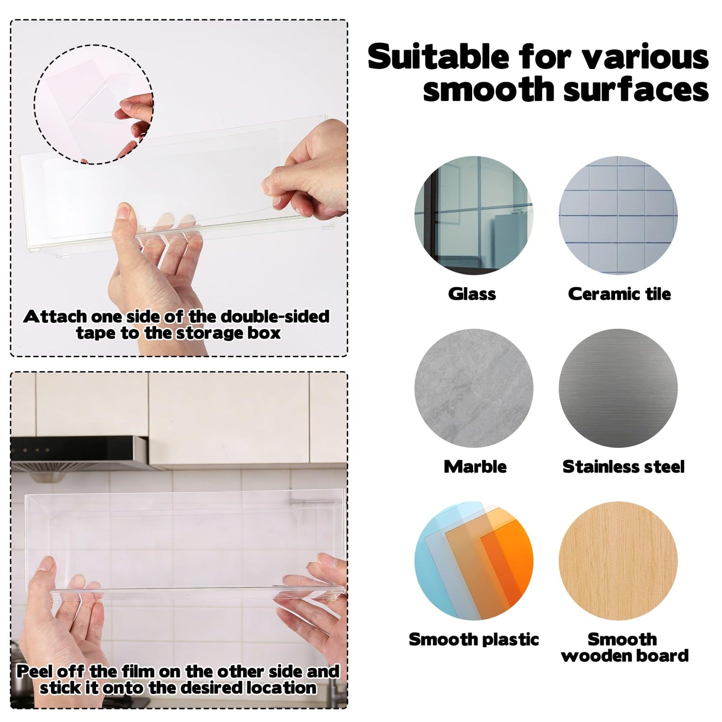 Rainmae 2 Pack Kitchen Cabinet Door Organizer, Lid Organizer Inside Cabinet Wall Mounted Plastic Storage Box Stackable Under Sink Lunchbox Lid Container for Kitchen Bathroom Office Organization