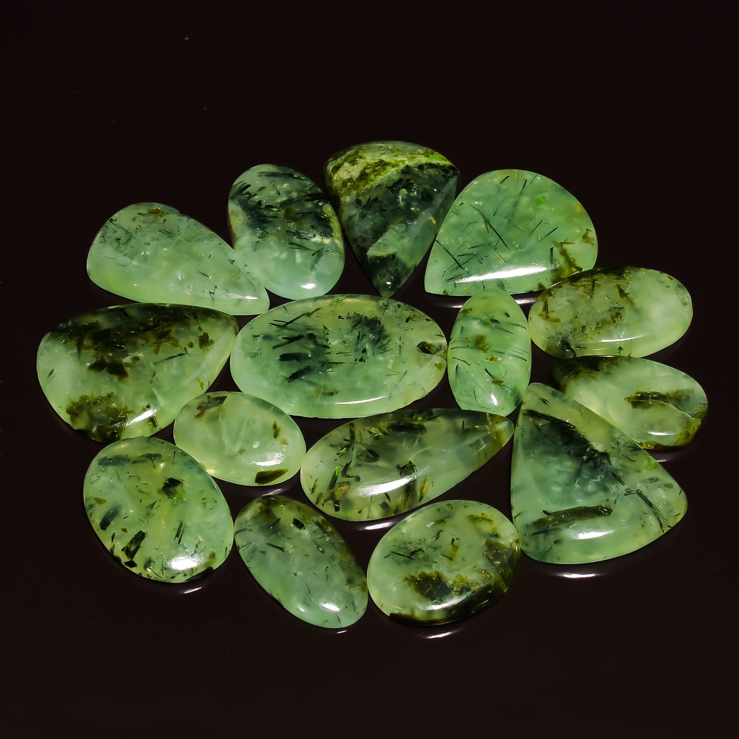 Natural Prehnite Gemstone- Healing Crystals for DIY Jewelry Making -Loose Natural Cabochon -Perfect for Crafting Unique Jewelry Designs (5 pcs, 25-35 mm)