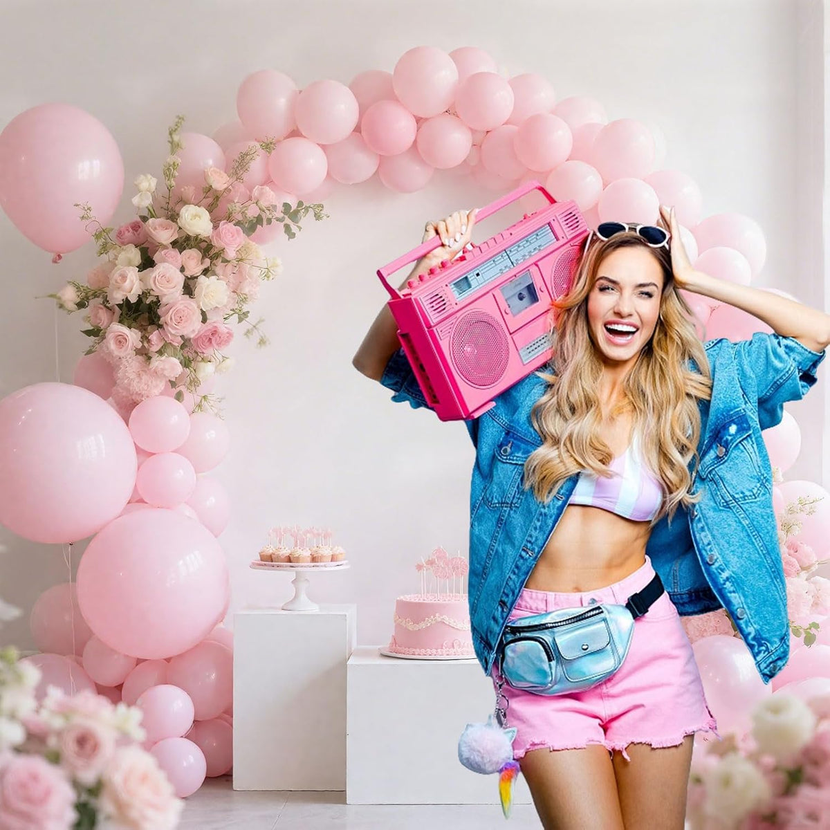 Pastel Pink Balloon,145pcs Latex Pale Pink Balloons Arch Kit Different Sizes 18 12 10 5 Inch,Macaron Pink Balloon Garland Arch for Women Girl Baby Shower Mothers Day Birthday Party Decoration