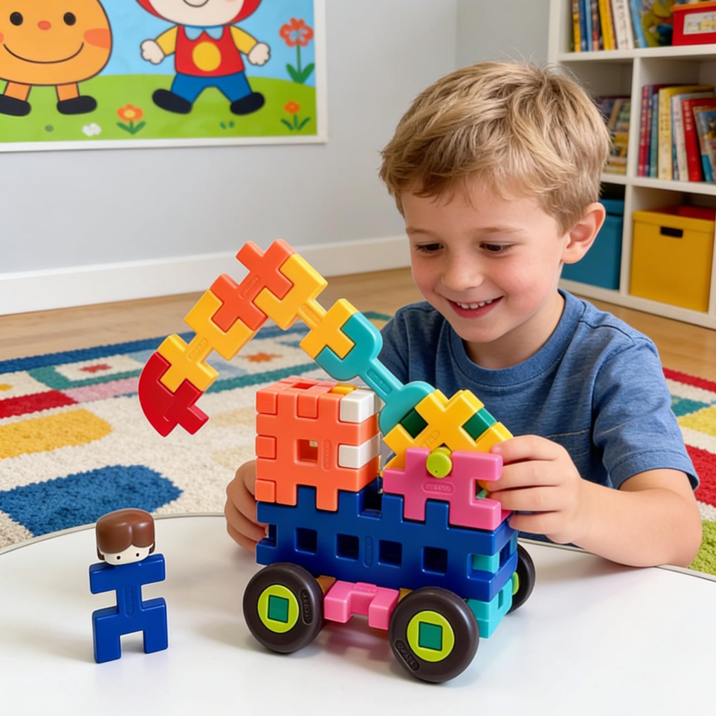 supuzz STEAM Building Blocks for Kids, Waffle-Style Construction Toy Set with Locking Storage Case,Interlocking Educational Blocks for Toddlers & Children Ages 2-8, Creative Learning Gift
