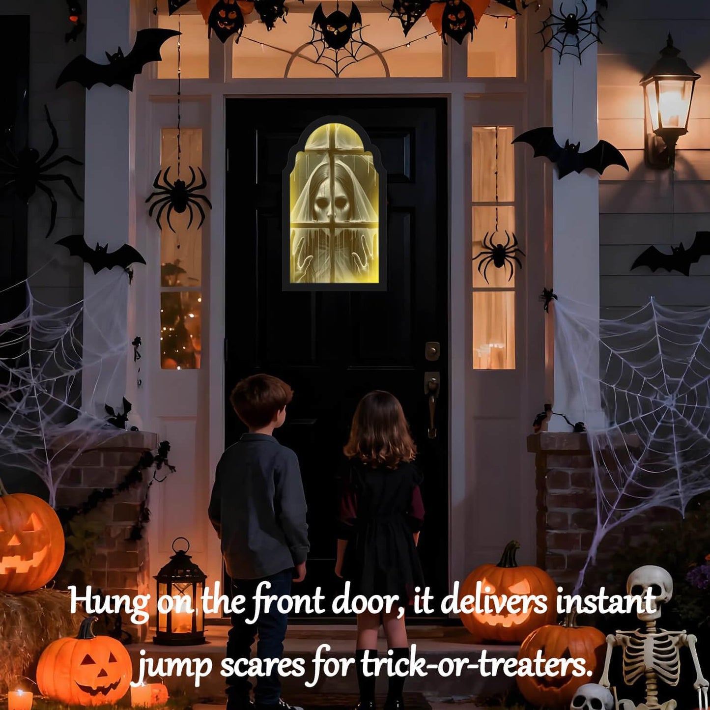 EZTZMCN 2025 Halloween Decorations Indoor - 15" x 9" Ghost Hologram Mirror with Devil's Bride, Spooky Wall Mirror - Decoration for Home Bedroom Party Room