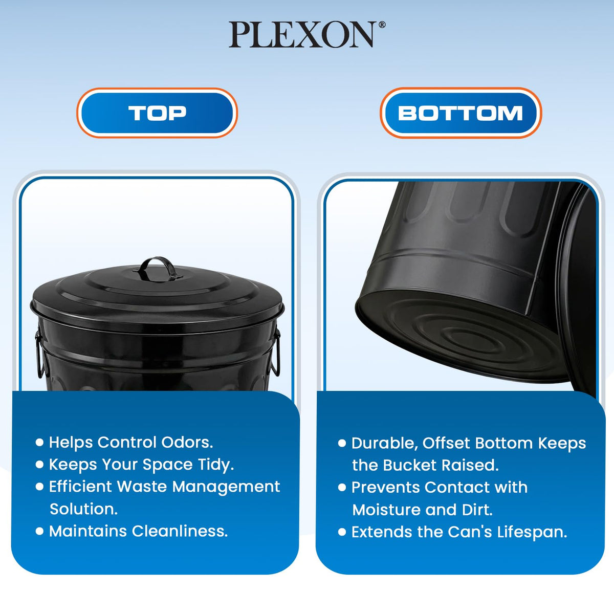 Metal Trash Can with Lid 13 Gallon (6 Count)