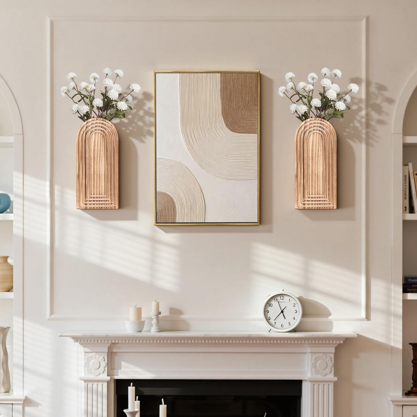 Wooden Wall Vase Set of 2, Wall Hanging Planter Modern Farmhouse Wall Decor for Boho Wall Decor for Indoor Entryway Hallway Bathroom Living Room Dining Room
