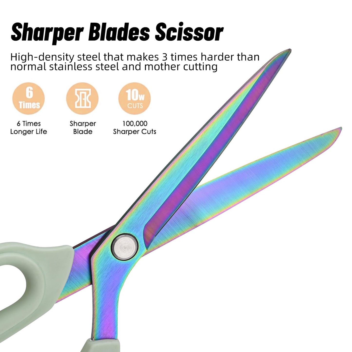 Premium Fabric Scissors Heavy Duty Multi-Purpose Titanium Coated Stainless Steel Leather Sewing Tailor's Scissors with Comfortable Handles, Craft Clothing shears (9.8Inch)