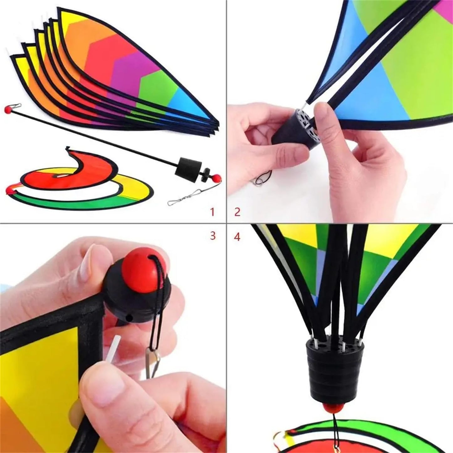 3 Pack Rainbow Hot Air Balloon Wind Spinner Garden Pinwheels Whirligigs Wind Spinner Decorations Outdoor Hanging Decor Lawn Yard Windsock Ornaments