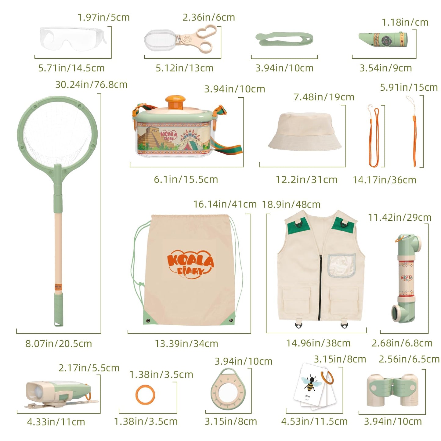 Kids Adventurer's Nature Explorer Set,Featuring Butterfly Net, Bug Catcher, Binoculars, Explorer Vest & Hat, Magnifying Glass and LED Flashlight. Perfect Educational Outdoor Gift for Ages 3+