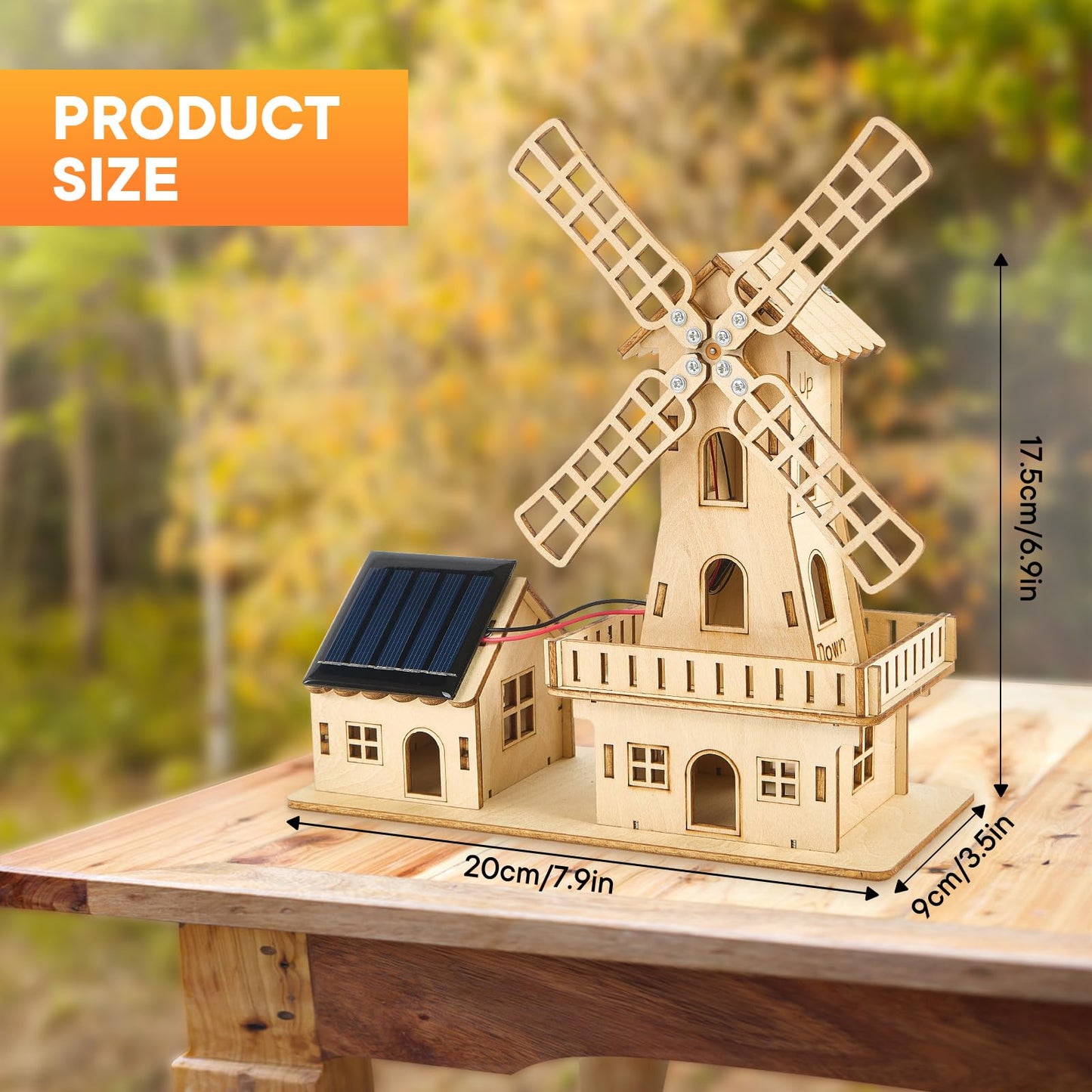 STEM Solar-Powered 3D Wooden Puzzle Kit - DIY Dutch Windmill House Building Toy | Educational Science Craft for Kids 8-15 & Adults | Hands-On Creative Model Project | Adopt Basswood-Safe&Sturdy