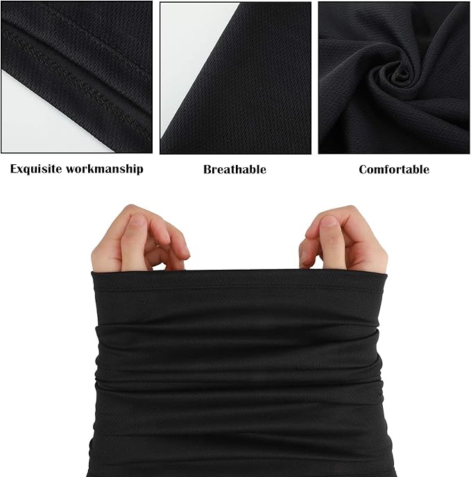 Geyoga 12 Pieces Winter Face Mask for Men UV Protection Mask Sunscreen Breathable Windproof Neck Gaiters Scarf Fishing Cycling Running (Black)
