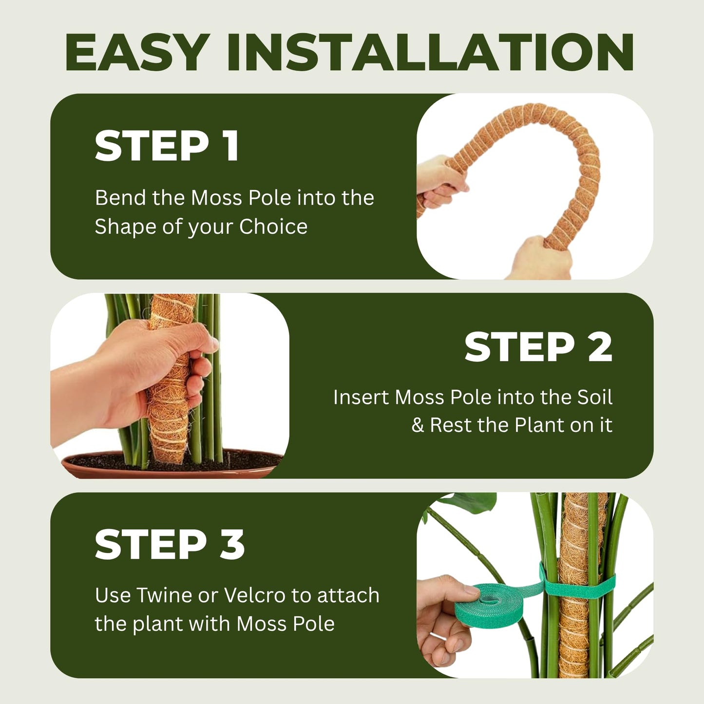 imezos 2 Pack 48 Inch Moss Pole for Plants Monstera, Tall Moss Poles for Climbing Plants Monstera, Handmade Coco Coir Plant Pole, Plant Support for Plant Grow
