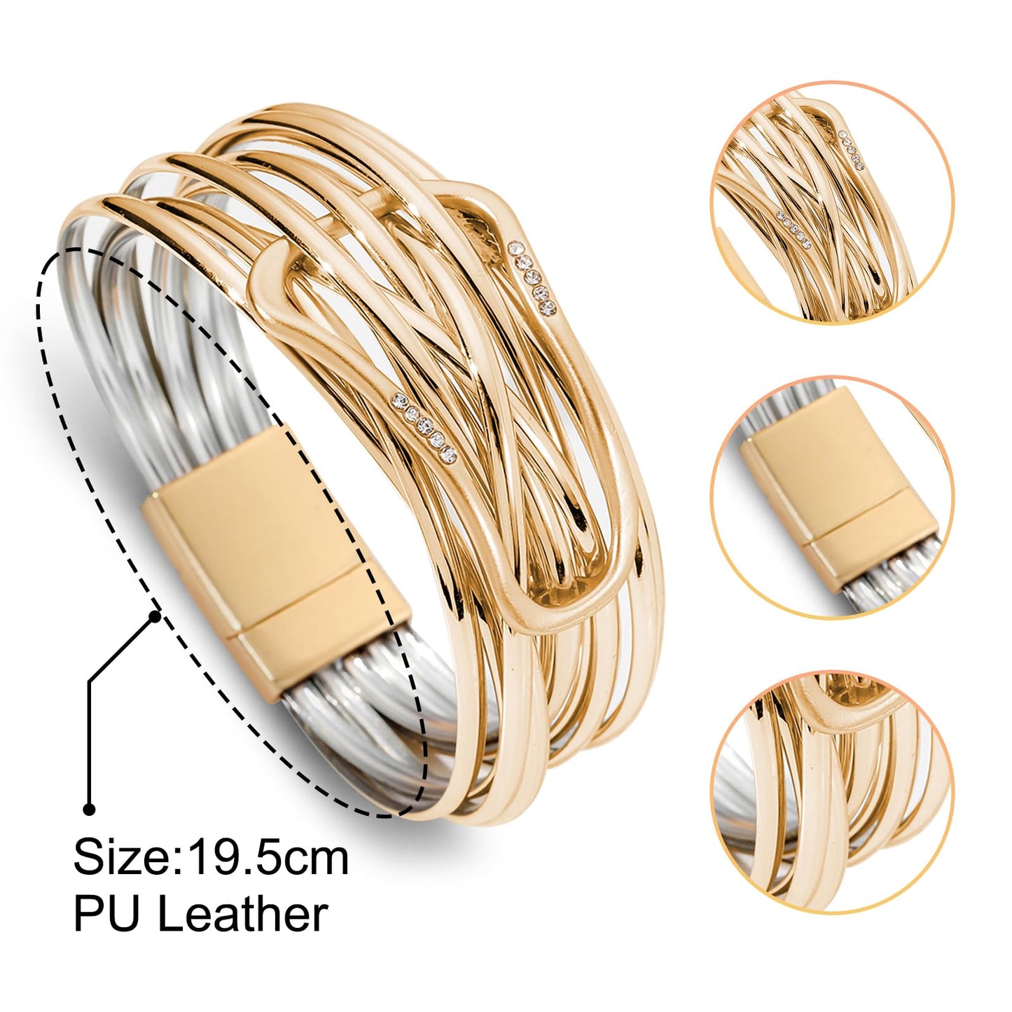 Leopard Bracelet for Women, Boho Leather Wrap Multi-Layer Pearl Crystal Bracelet Bangle Jewelry (PU Leather2)