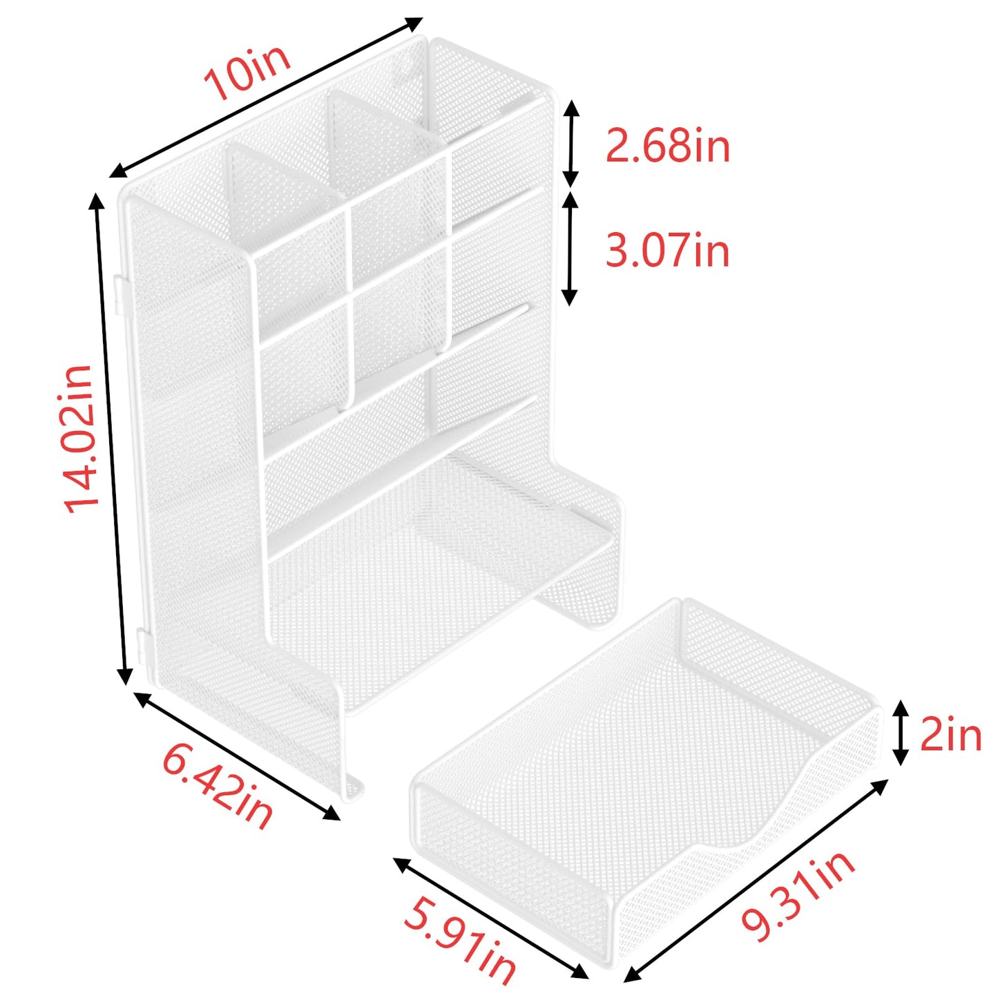 BOHDK Pen Organizer for Desk, Multi-Functional Desk Organizer, Wall Mount Pen Holder with Drawer for School, Office, Home, Art Supplies, White