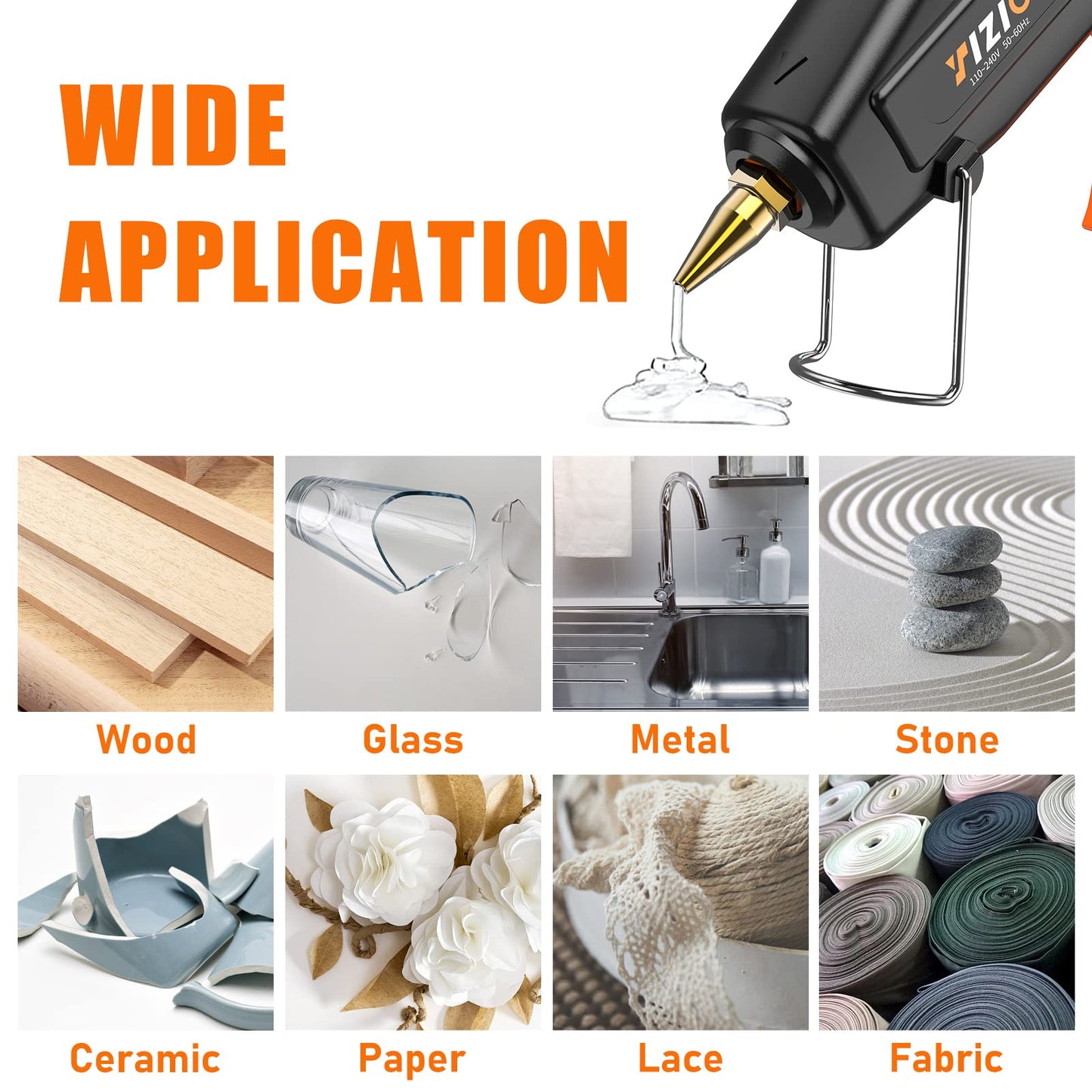 IZIO Full Size Hot Glue Gun and Sticks Set, 100-220W Adjustable Temperature, Fast Preheating Heavy Duty Industrial Gluegun With Storage Case, 21 Hot Glue Sticks For Crafting, Diy and Repairs (Black)