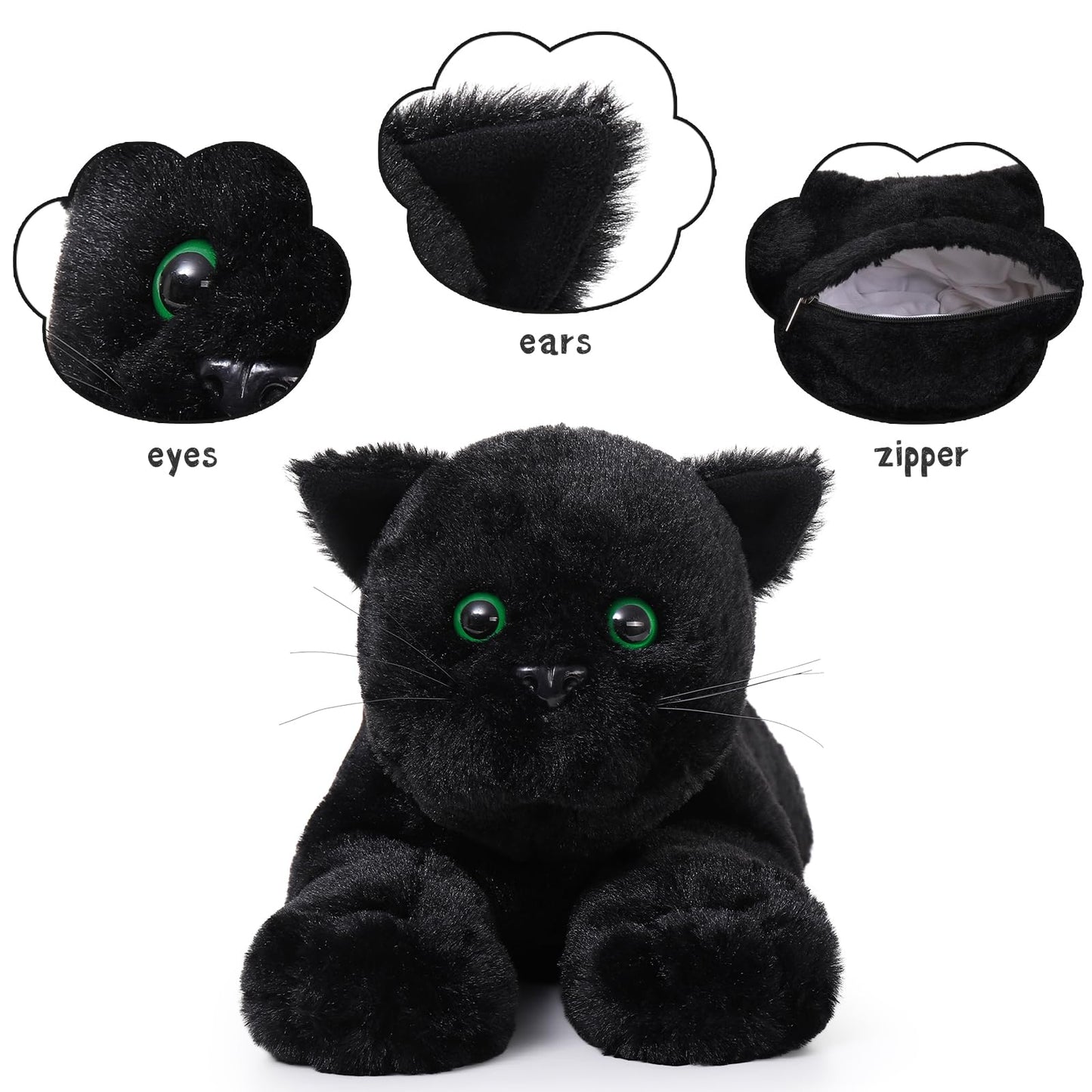 MaoGoLan 5Pcs Black Cat Plush with 4 Babies Inside - 20" Big Black Cat Stuffed Animals - Realistic and Soft Halloween Plushies Gift for Cat Lover,Women,Girls,Kids