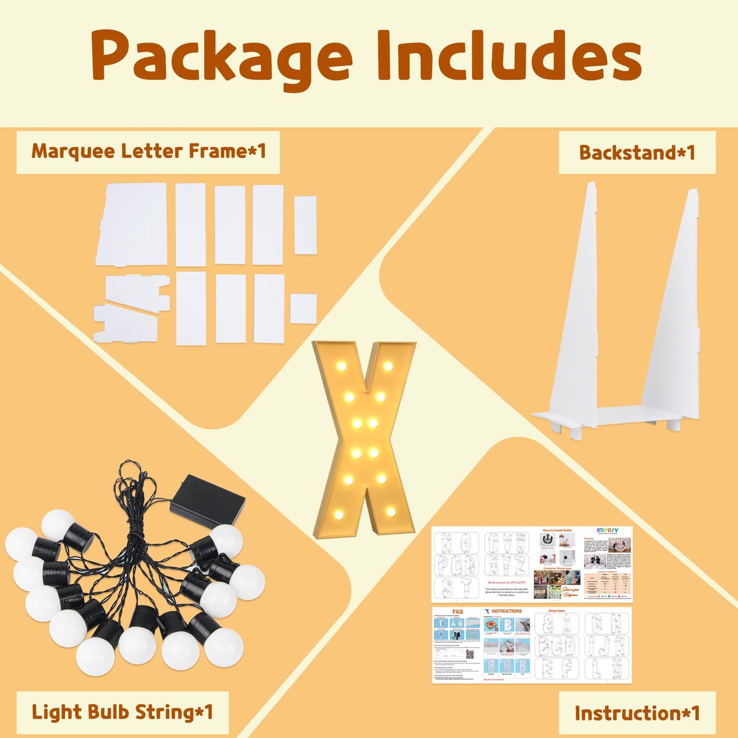 imprsv Marquee Letters, 4FT Mosaic Light Up Letters for Party Decor, DIY Customizable, Adults, Unisex, Modern, All Seasons