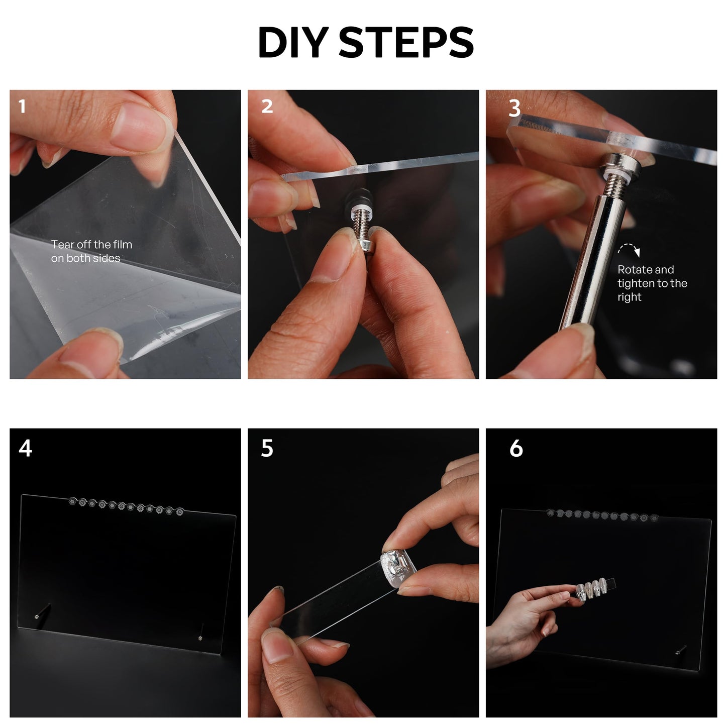 Nail Art Display Board, Acrylic False Nail Tips Sample Display Nails Colors Sample Display Stand with 50pcs Small Display tips and double side tape for Salon Nails Art Practice (Extra Large)