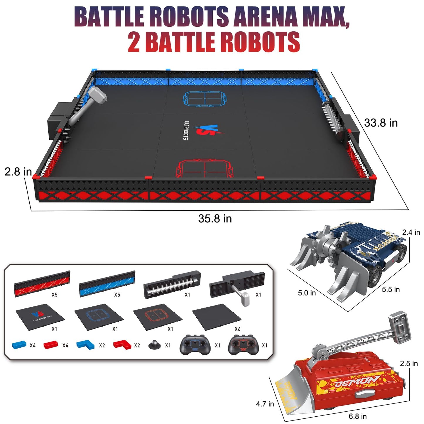 Mostop Battle Robots Arena Set, Interactive RC Fighting Robots Toy - 2.4Ghz Remote Control Robot Toys for Kids, Rechargeable Battle Bots with Arena, Combat Robots STEM Toys for Boys Girls