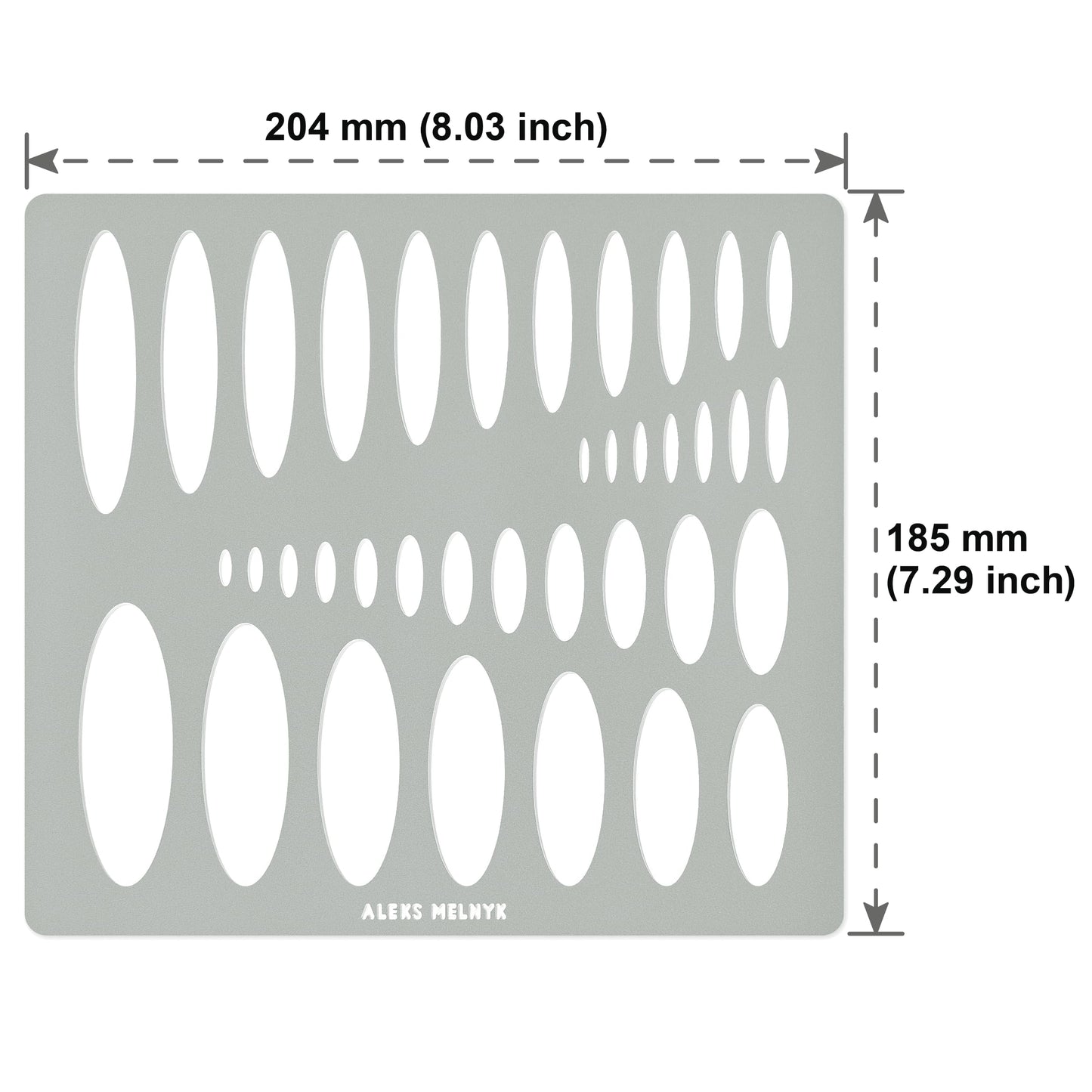 Aleks Melnyk No.208 Metal Ellipse Template, Stencil, Geometric Template, Ellipse Master, Art Oval Tool, Lapidary, Cabochons, Geometric Ruler, Jewelry Oval