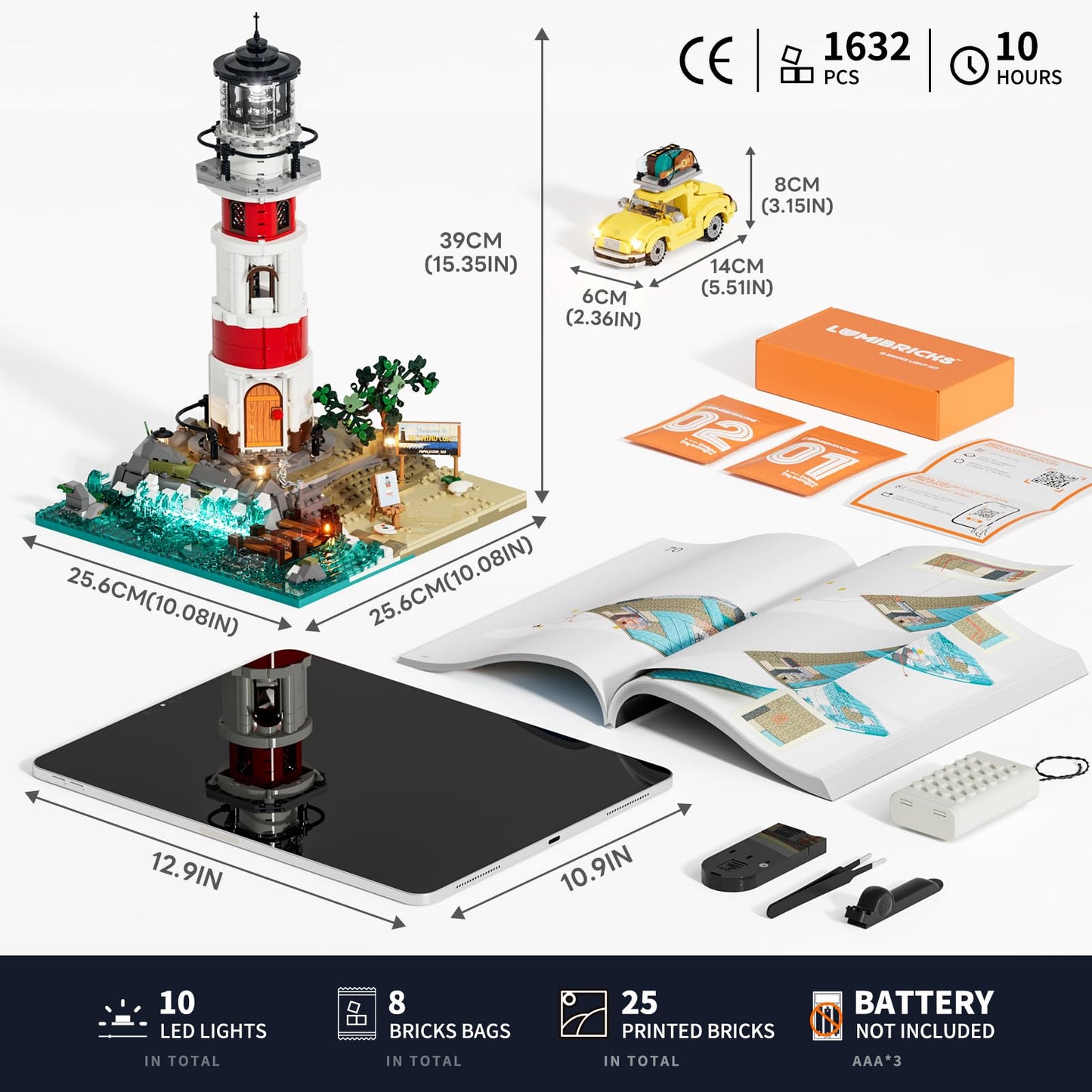 Lumibricks City Sunrise Lighthouse Lighting-Building-Bricks-Set - 1632 Pcs Road Trip Lighthouse Modular Collection LED Light Building Set for Adults and Travelling Enthusiasts