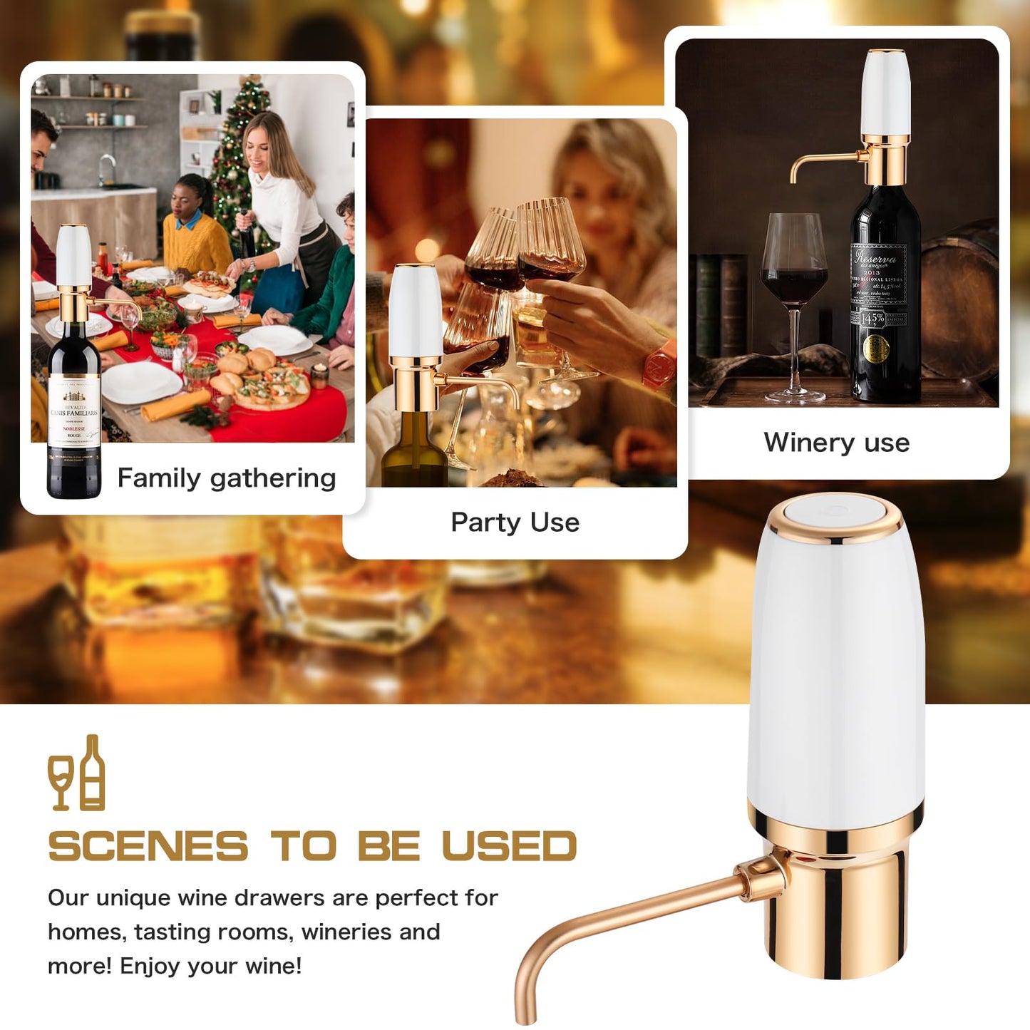 BLUBYEES Electric Wine Aerator Pourer with Stopper, Automatic Wine Bottle Dispenser Machine with USB Rechargeable and Multi-Smart Wine Decanter, Best Wine Gifts for Wine Lovers