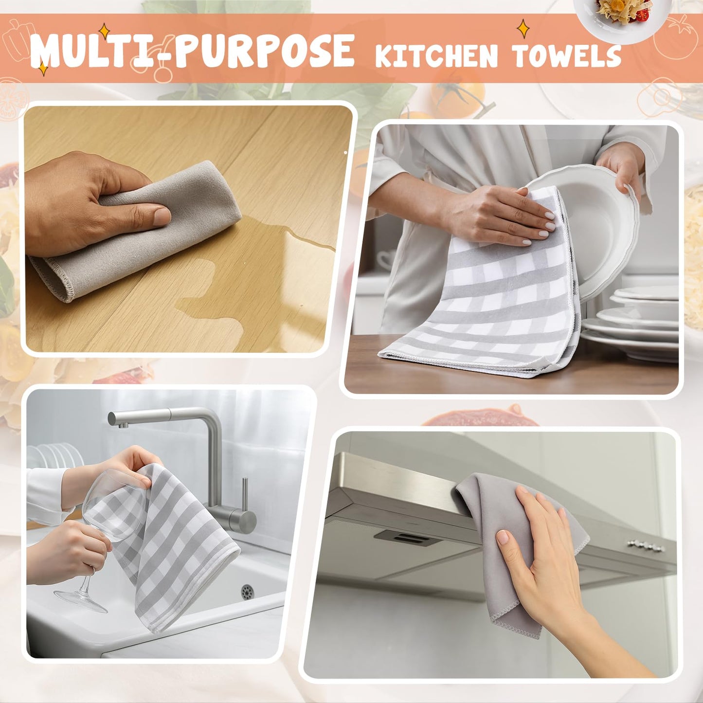 Hillsuren 37 Pcs Oven Mitts and Pot Holders with Silicone Kitchen Utensils Set Silicone Cooking Utensils Set with Holder, Kitchen Towels, Heat Resistant Gloves for Christmas Baking Cooking(Dark Gray)