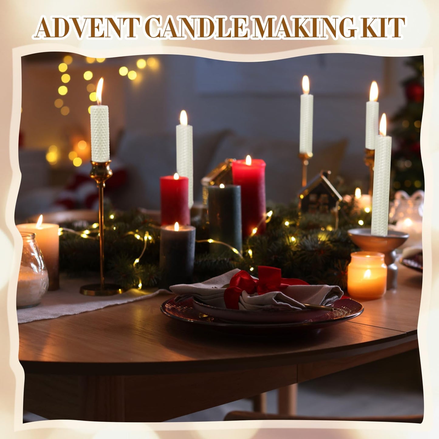 Yuntau 24 Pcs Beeswax Candle Making Kit Ivory Natural Beeswax Sheets DIY Set Include Honeycomb Sheets and Cotton Wicks for Craft Gift Kids Adults Fun Project
