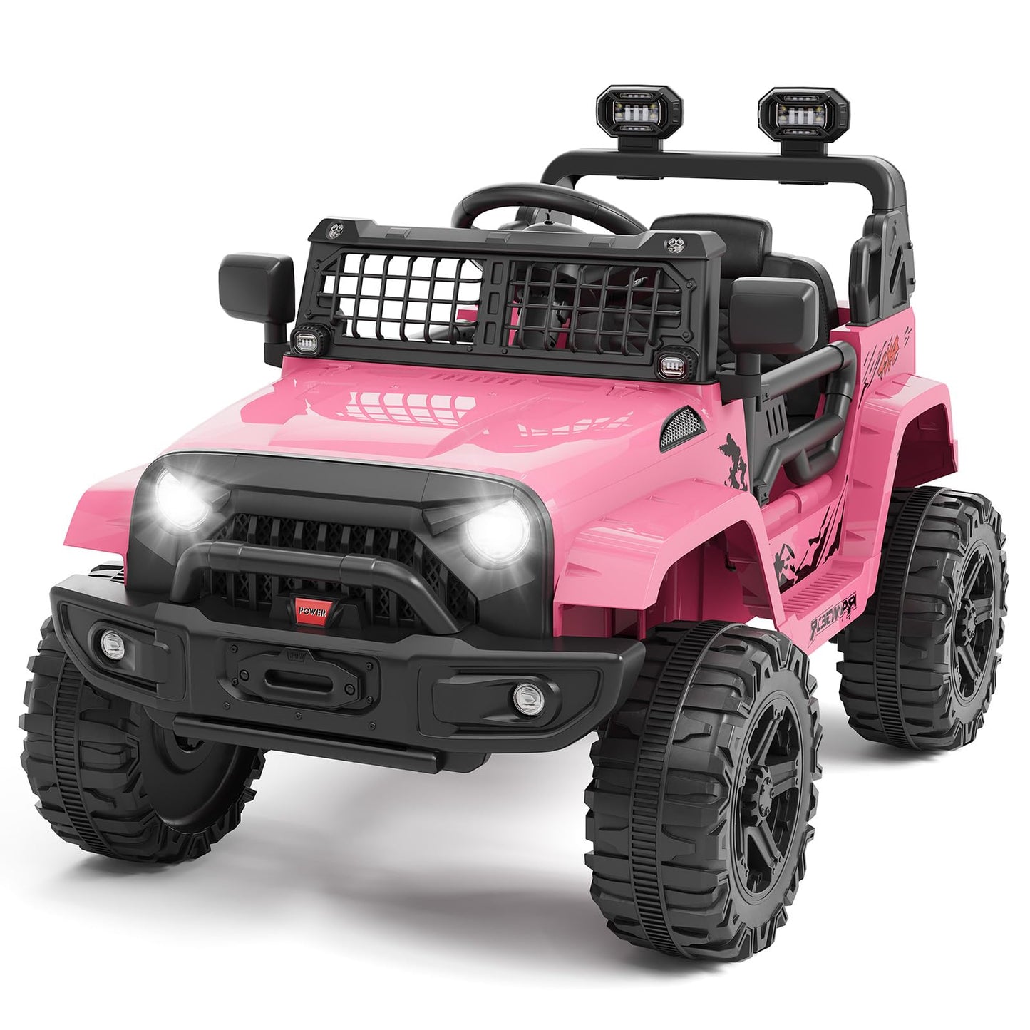Hetoy Ride on Toys for Kids, Kids' Electric Vehicles, Electric Car for Kids, 12V Ride on Car with Remote Control, Spring Suspension, LED Lights, Bluetooth, 3 Speeds, Toddler Truck Vehicles(Pink)