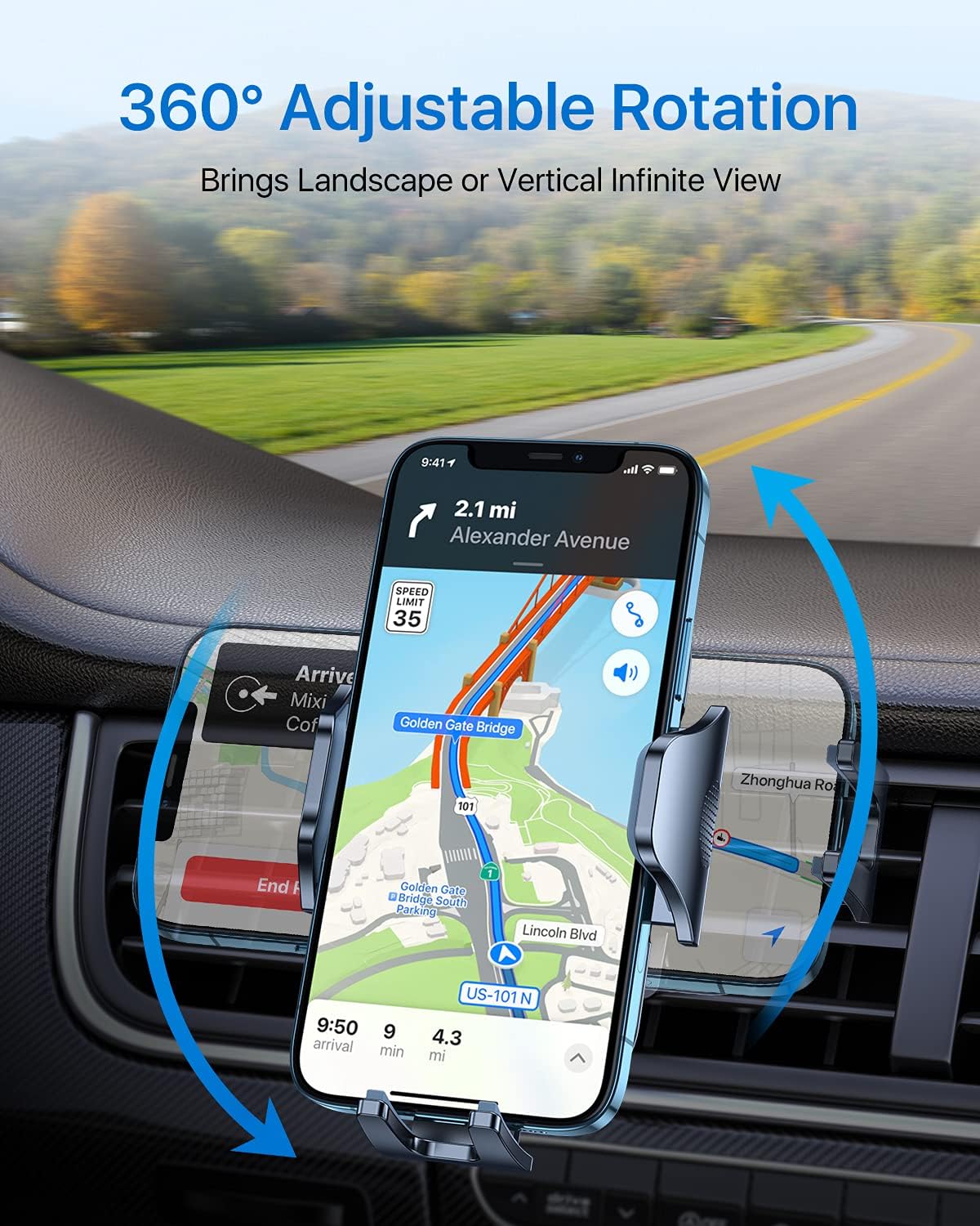 andobil 2025 Upgraded Car Phone Holder Mount for Vent, Military Sturdy Metal Clip Air Vent Phone Holder for Your Car Easy Used Cell Phone Car Mount for iPhone 16 15 14 13 12 Pro Max Samsung S25 S24