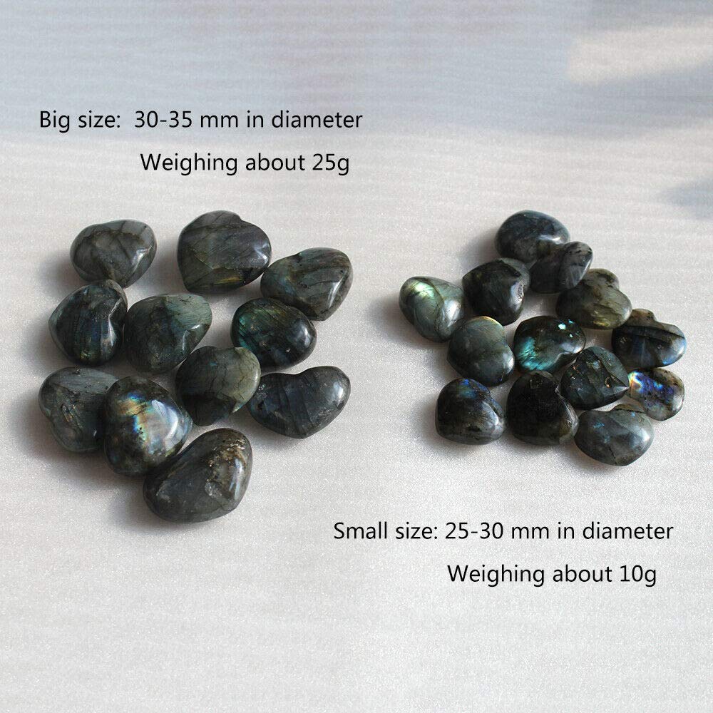 Wixine 1Pcs 40-45mm Crystal Heart Moonstone Polished Labradorite Stone Healing Energy Reiki