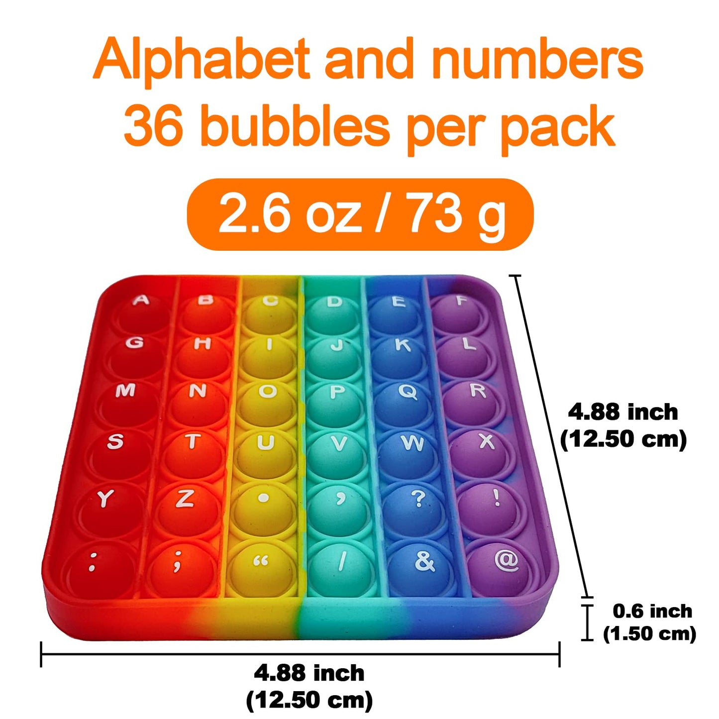 Alphabet Pop Fidget Toy Letters ABC Numbers Learning and Educational Toys Square Sensory Toys Popper Games Gifts for Kids ADHD Autism 4 Packs Double Side(2 Alphabet Numbers and 2 Uppercase Lowercase)